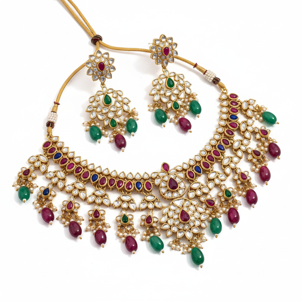 Green Semi Banarasi silk bird weave