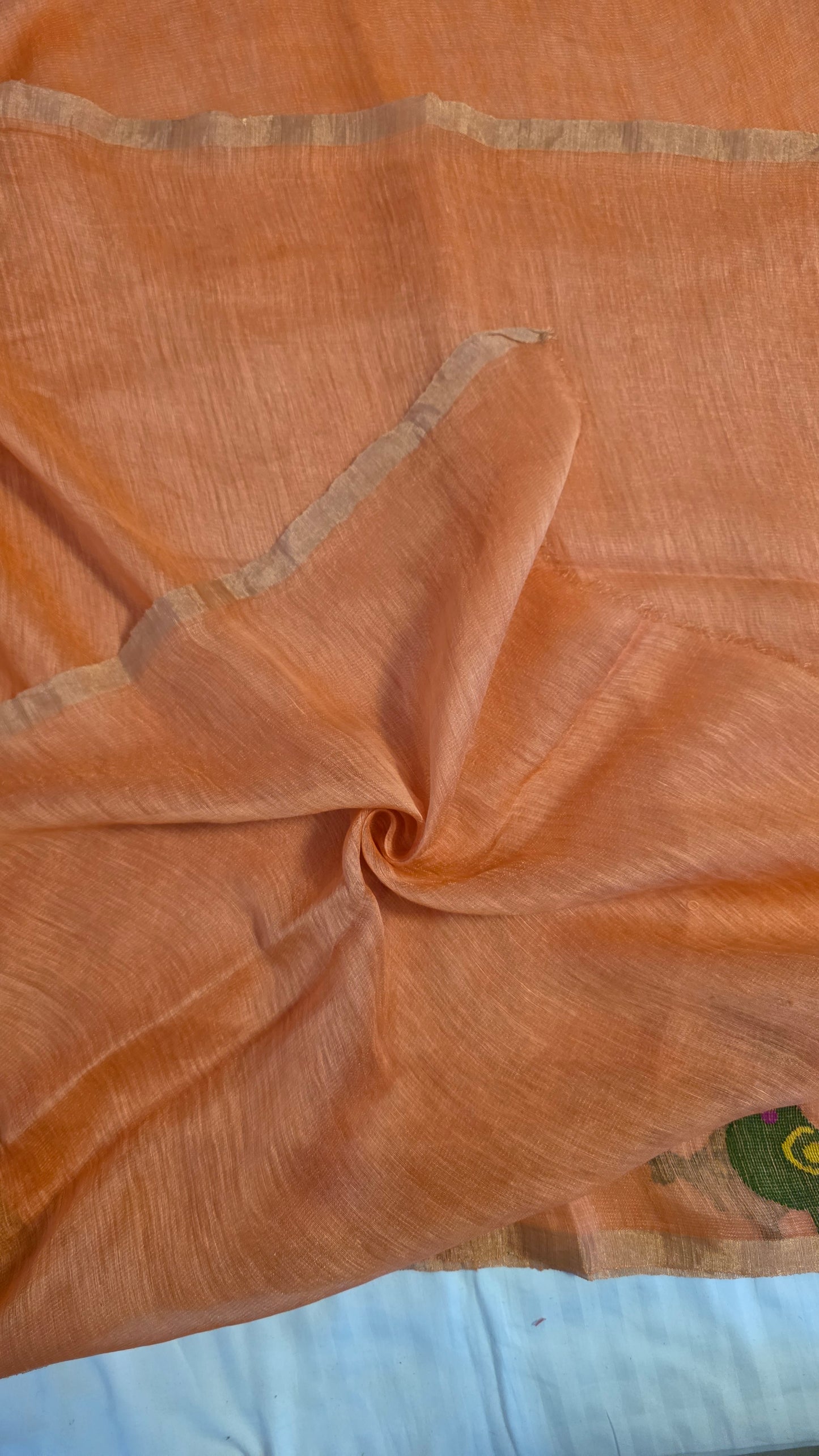 Peach Linen tissue silk | Bird weave