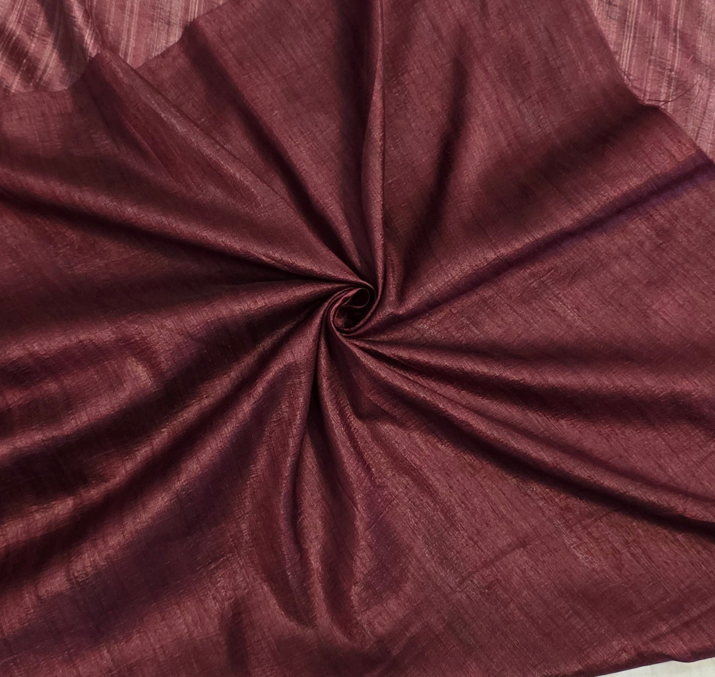 Ivory / Wine Tussar silk Kalamkari design Saree