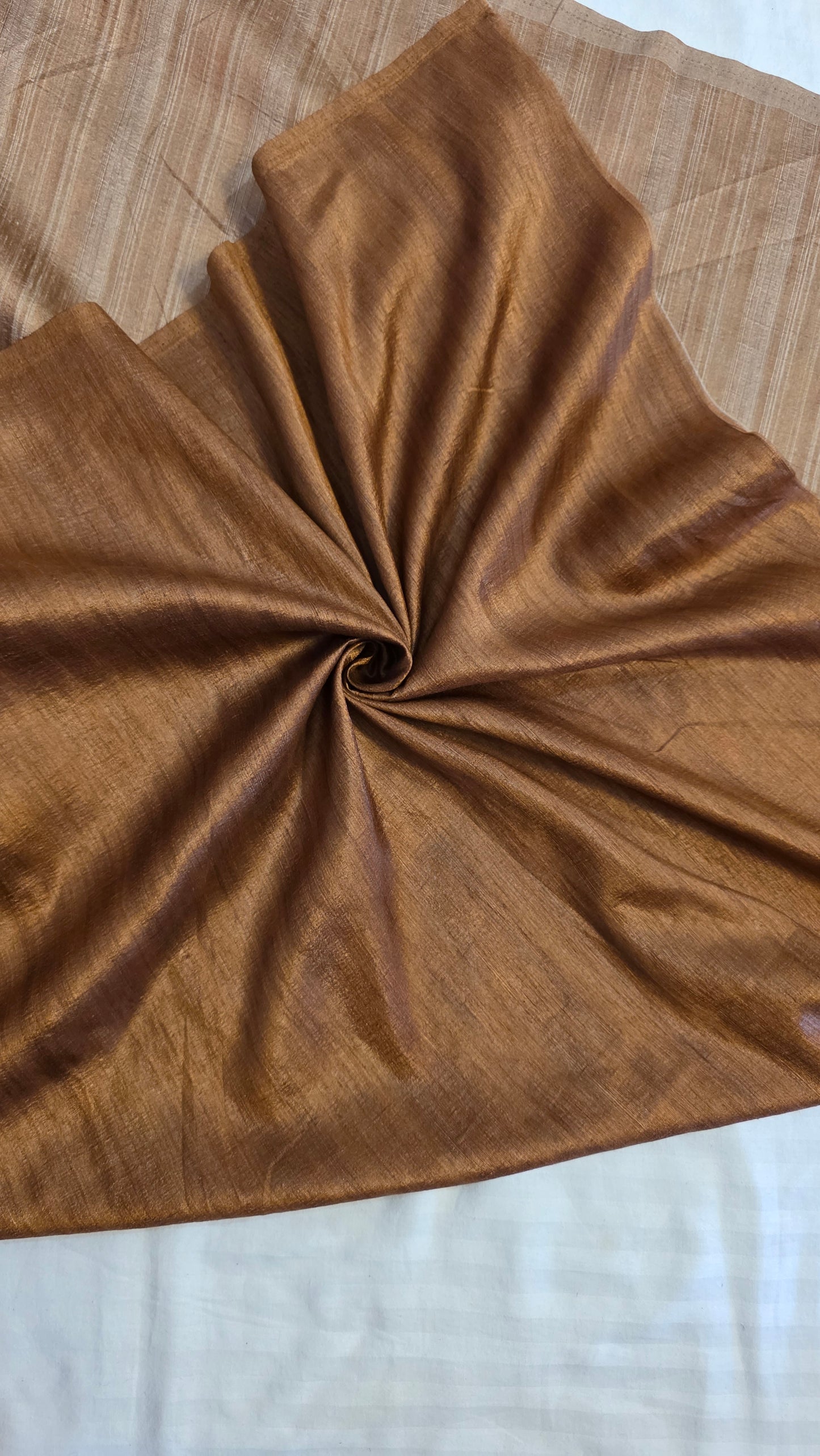 Ivory / brown Tussar silk Kalamkari design Saree