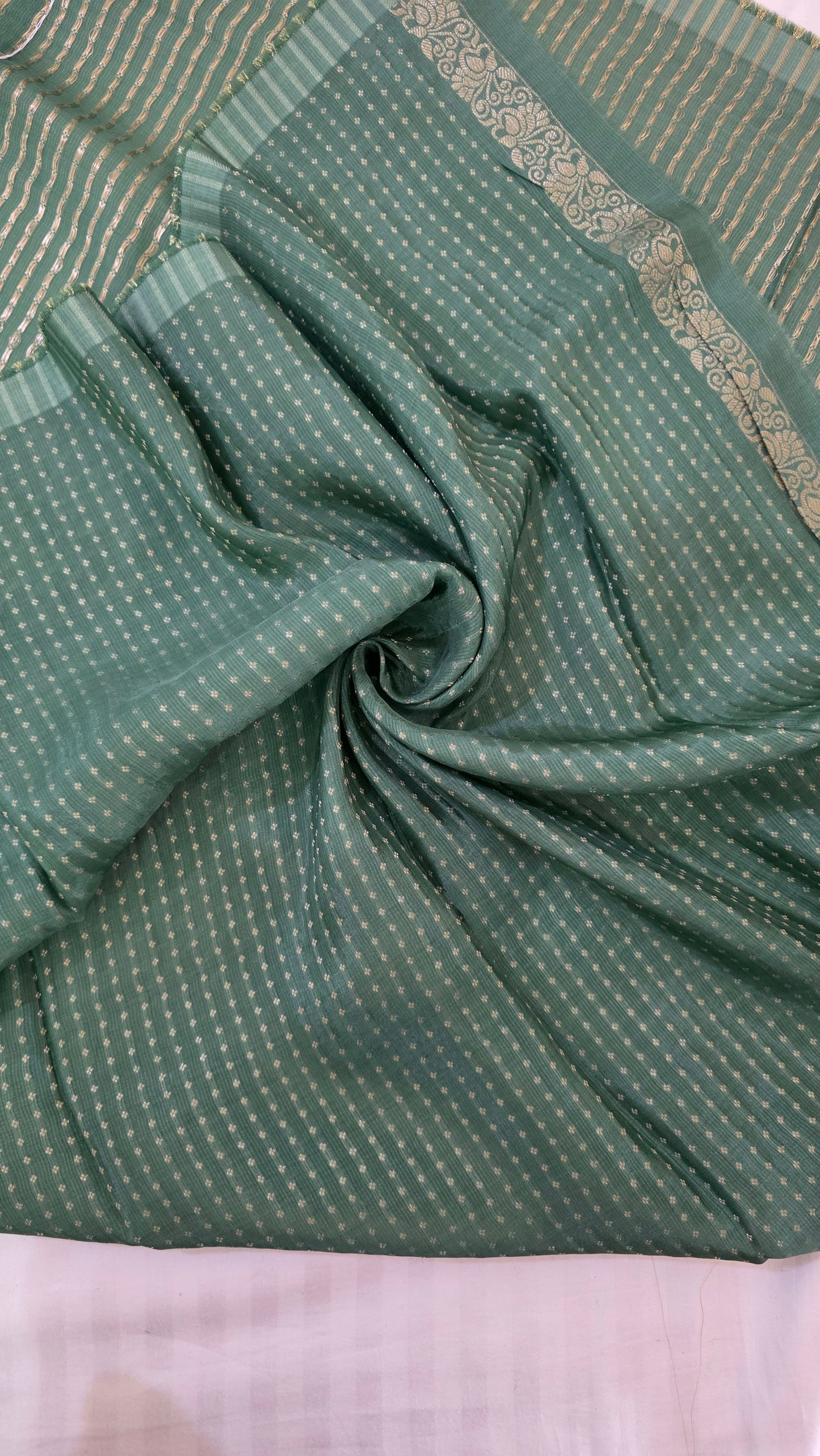 Green plain Mysore crepe Silk