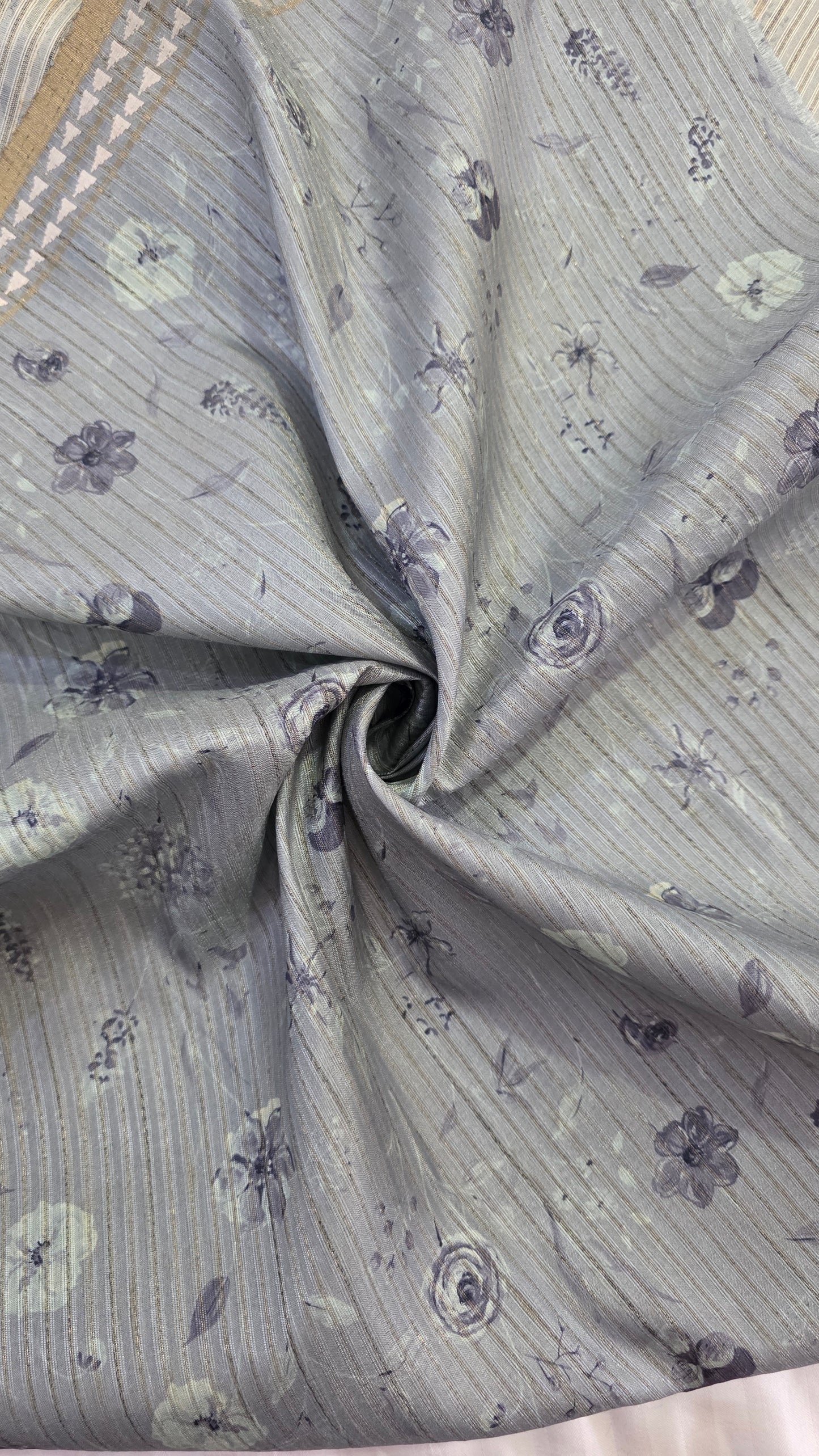 Black Floral Tussar silk Saree