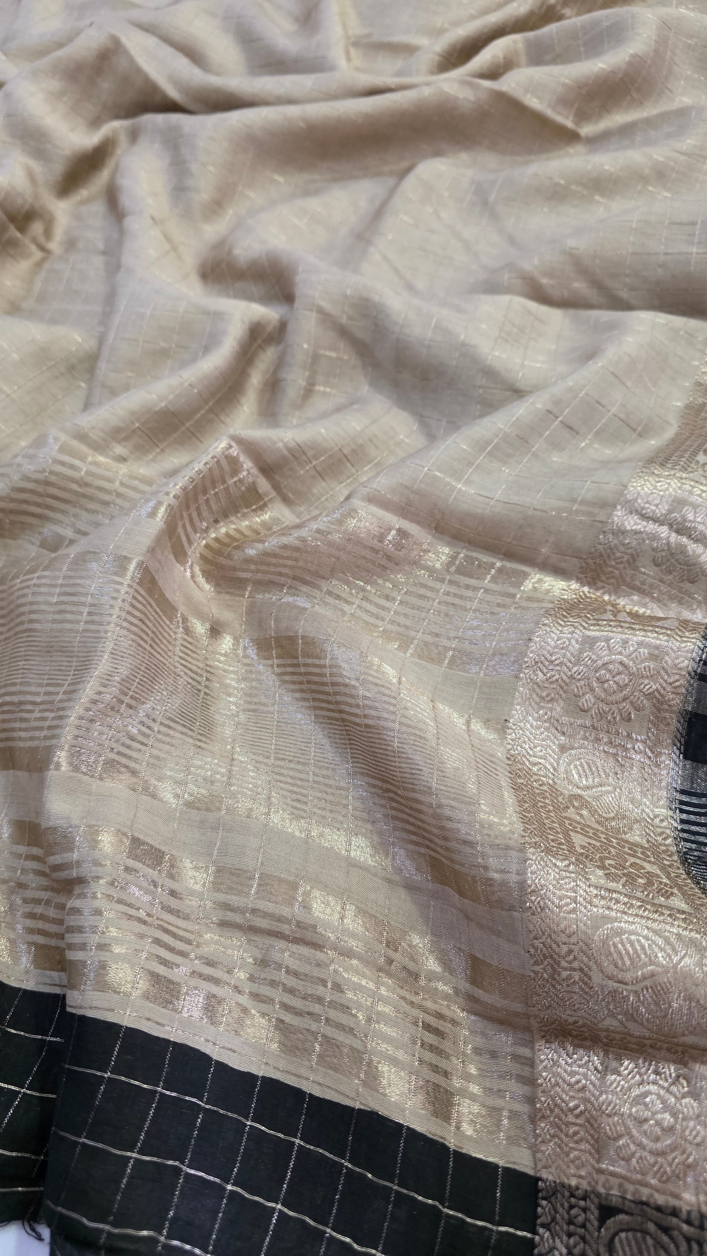 Beige kalamkari Viscose Silk saree