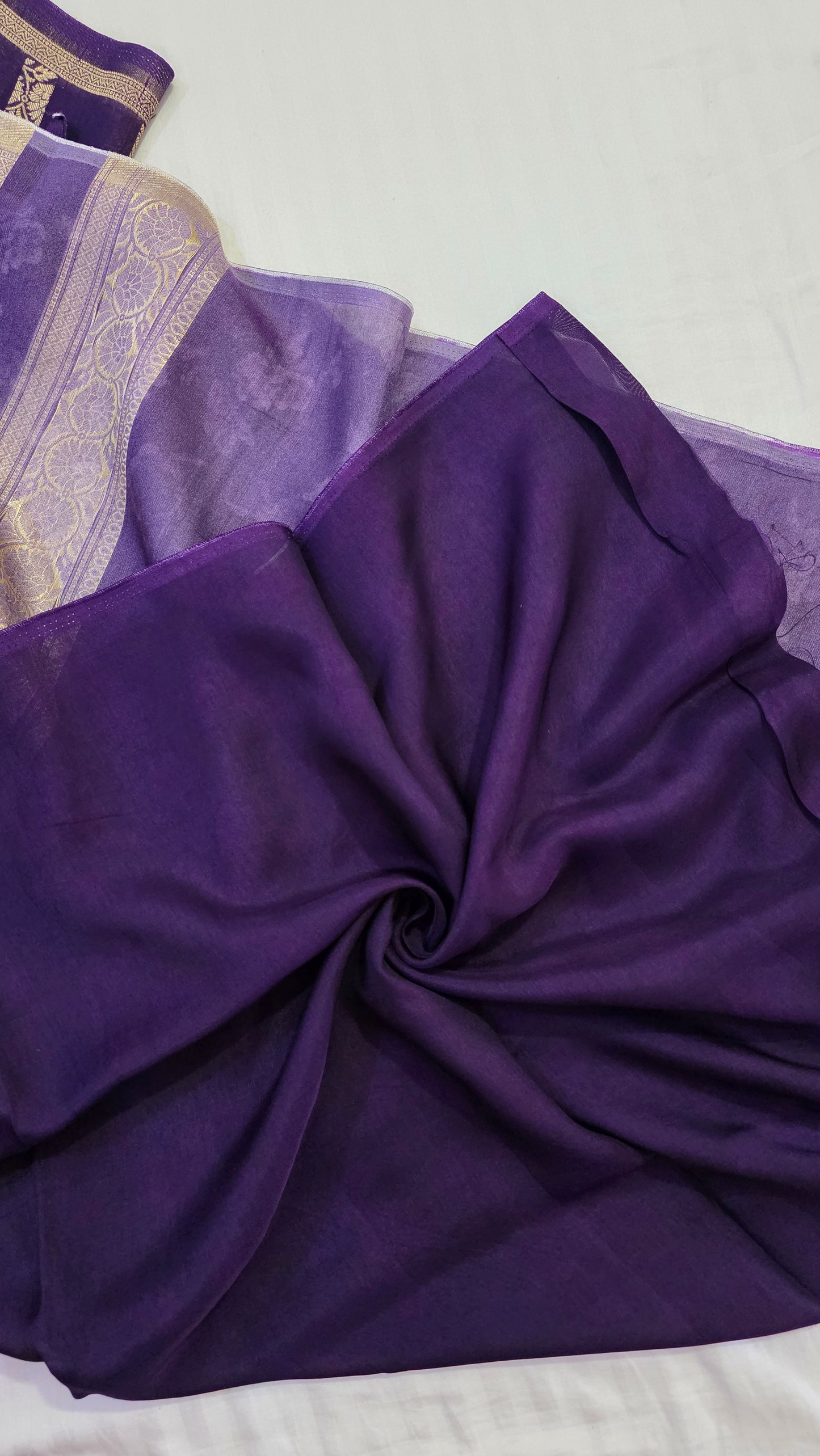 Purple Tussar silk with Banarasi Pallu