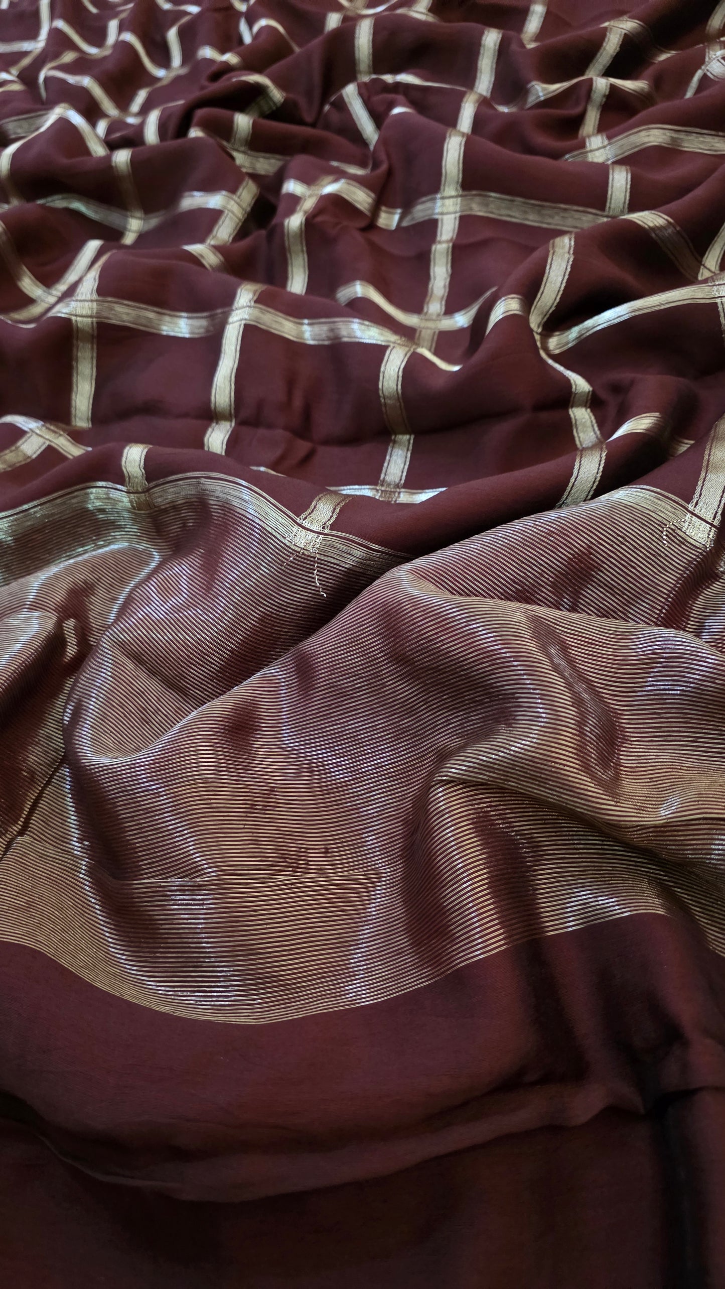 Brown Viscose Silk Saree