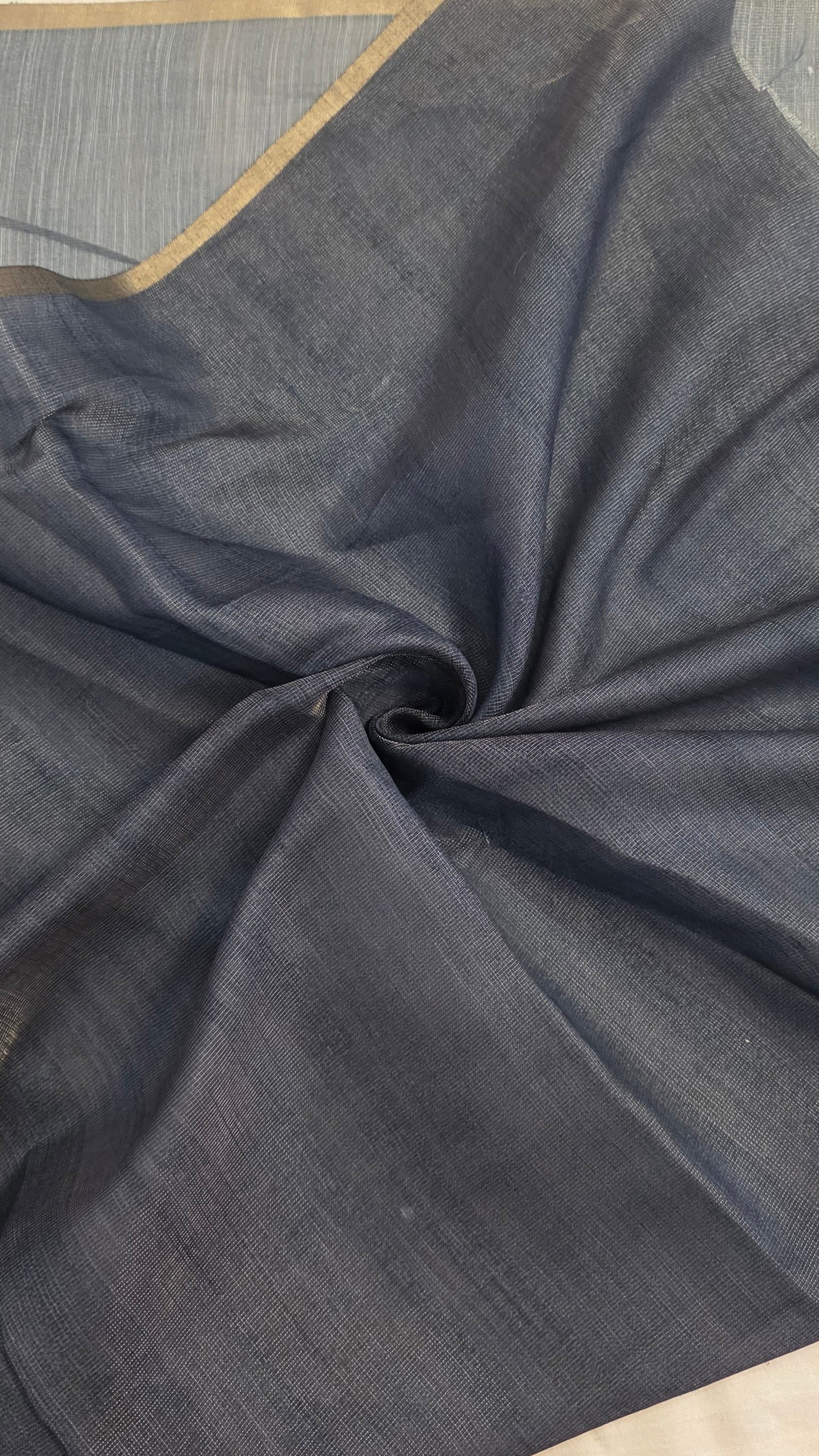 Stone Blue Blended Linen tissue Silk