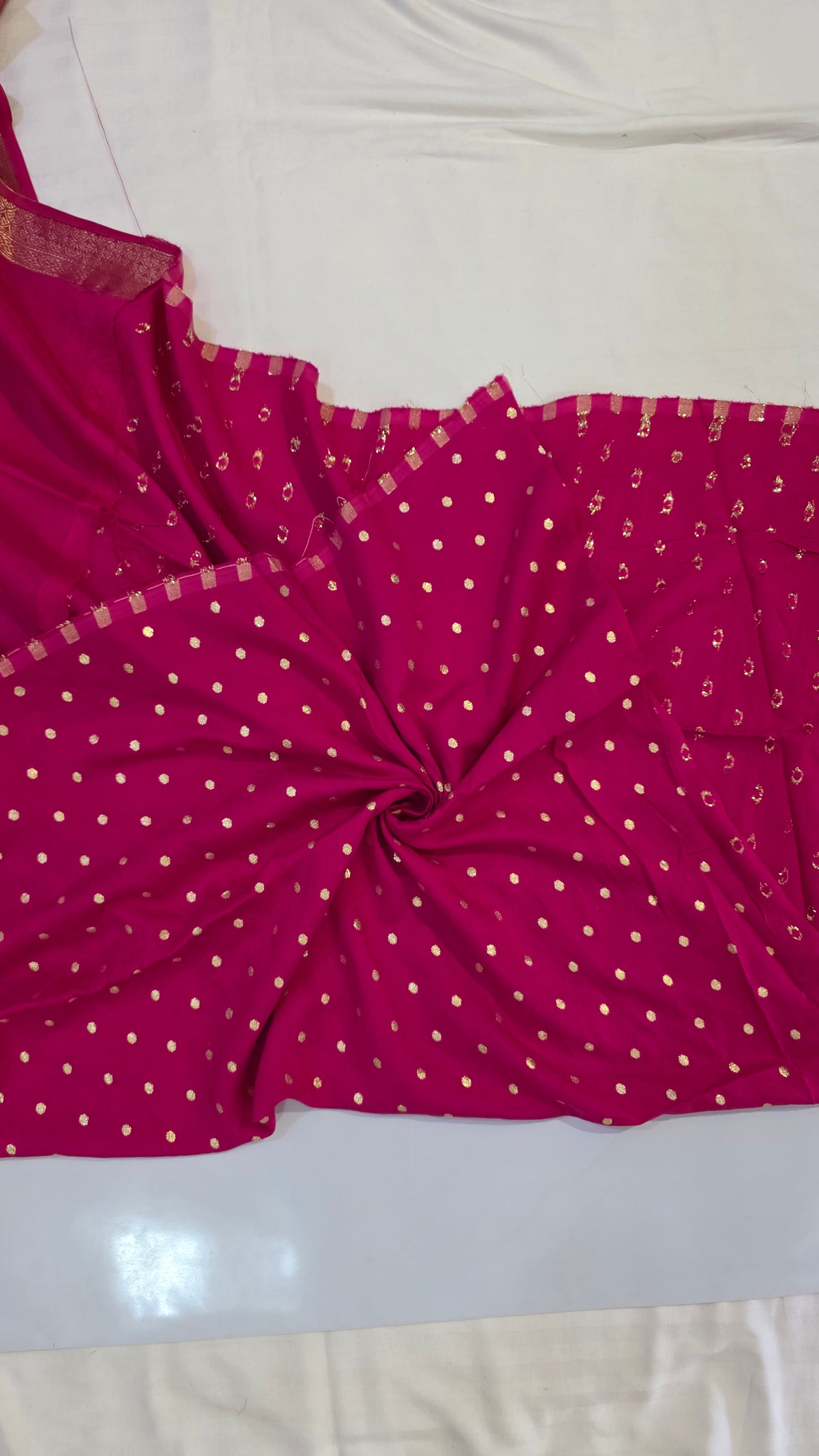 Pink hand embroidered Viscose Silk