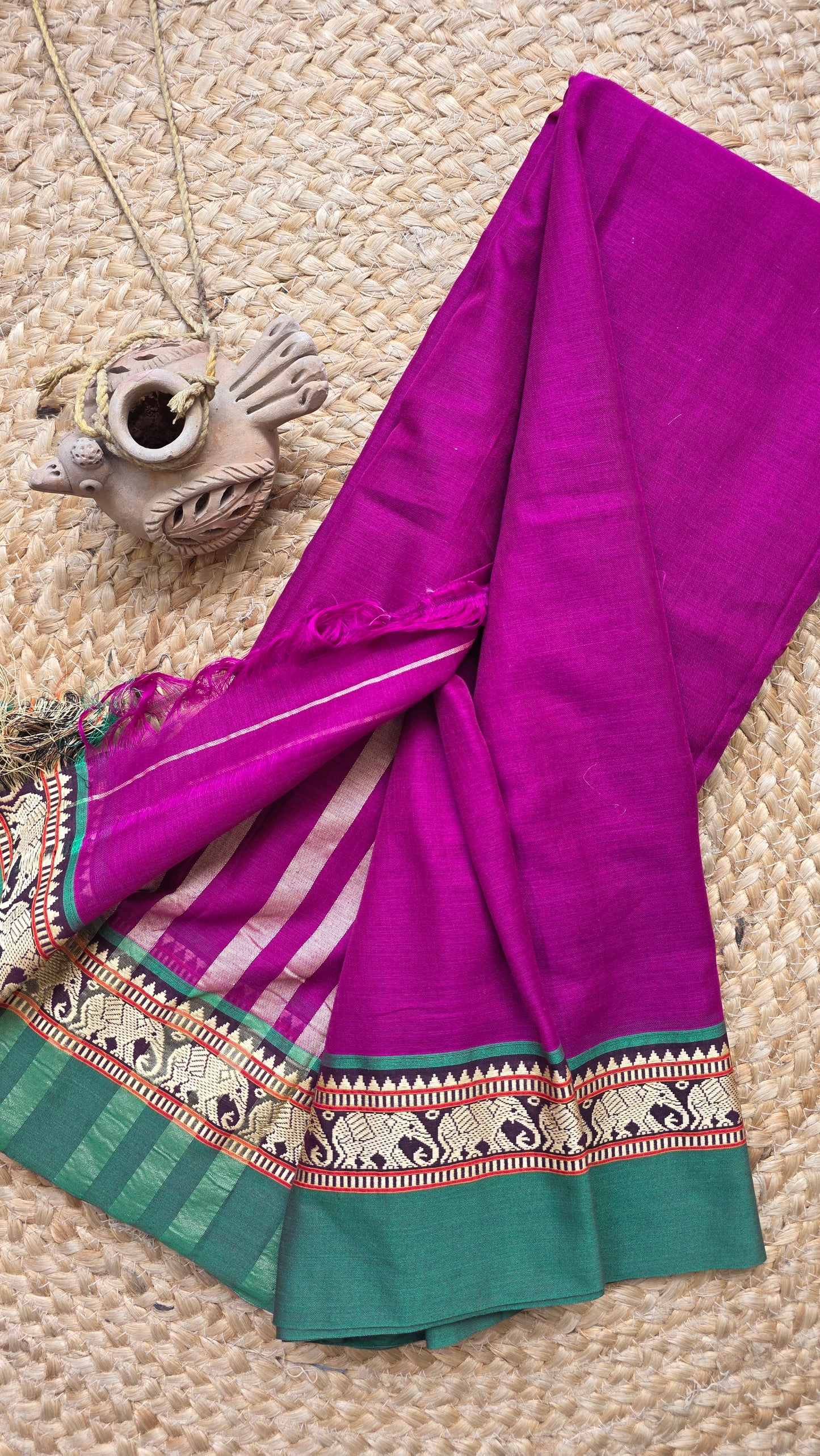 Two toned Pink Pure Narayanpet cotton sari