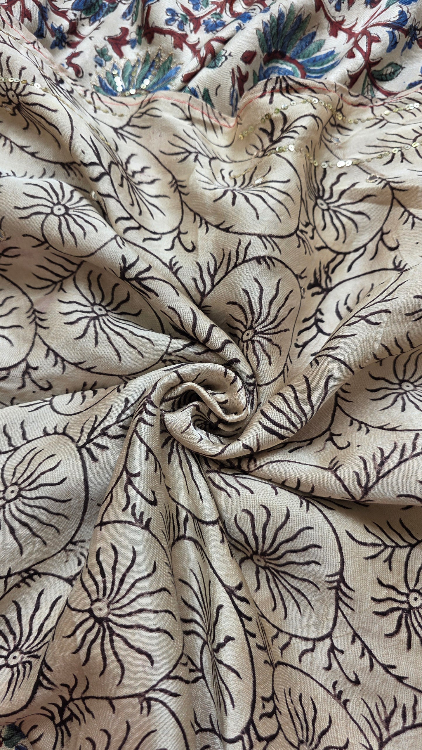Bijli |Modal ajrakh Saree tissue pallu with hand embroidery
