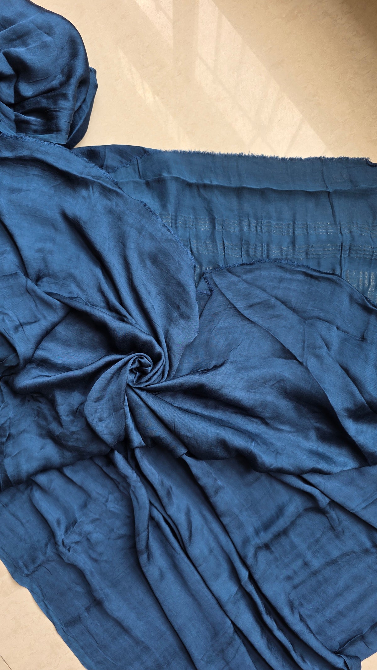 Aura Blue soft plain modal | Tissue pallu