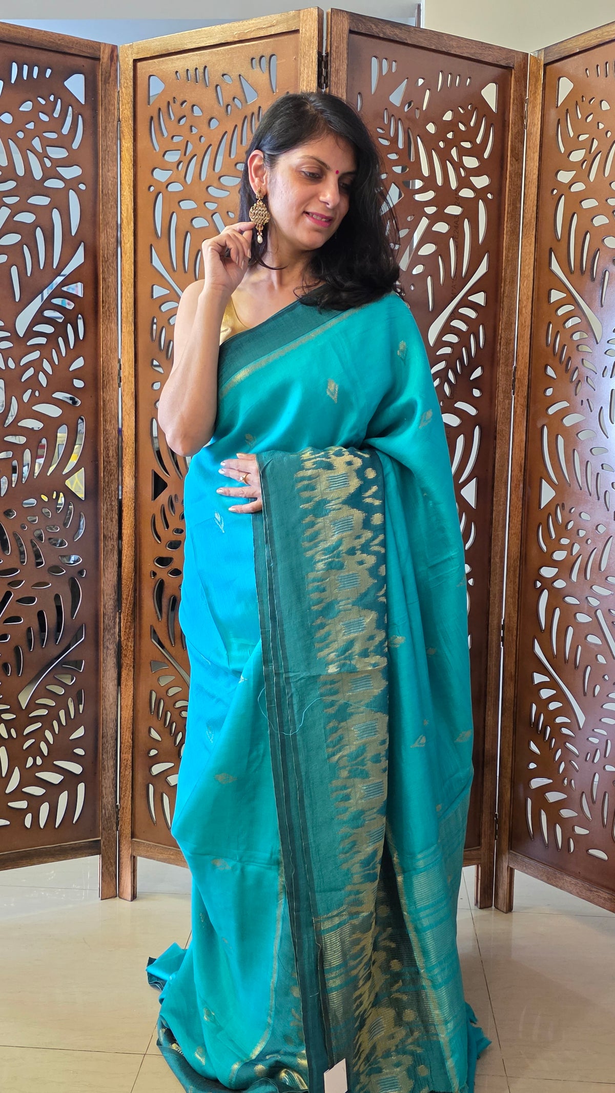 Blue Elephant border|Silk Saree