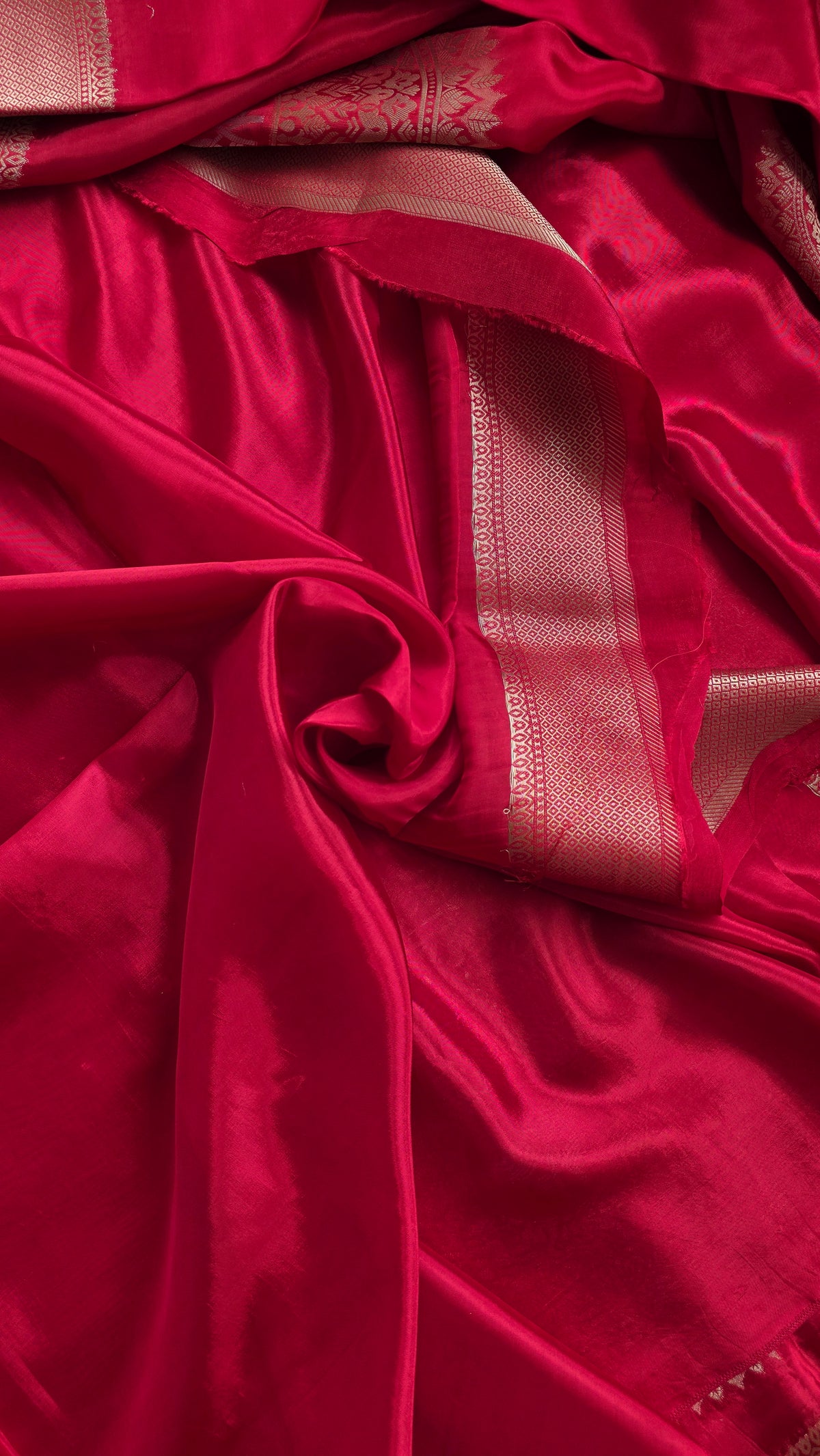 Red Festive Saree with Gold Border | Karva Chauth Collection