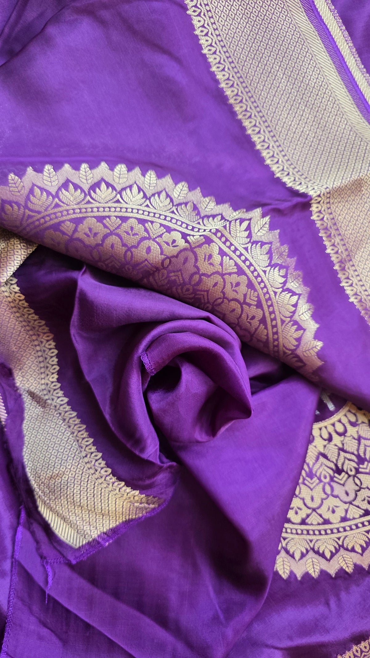 Purple Festive Saree with Gold Border | Karva Chauth Collection