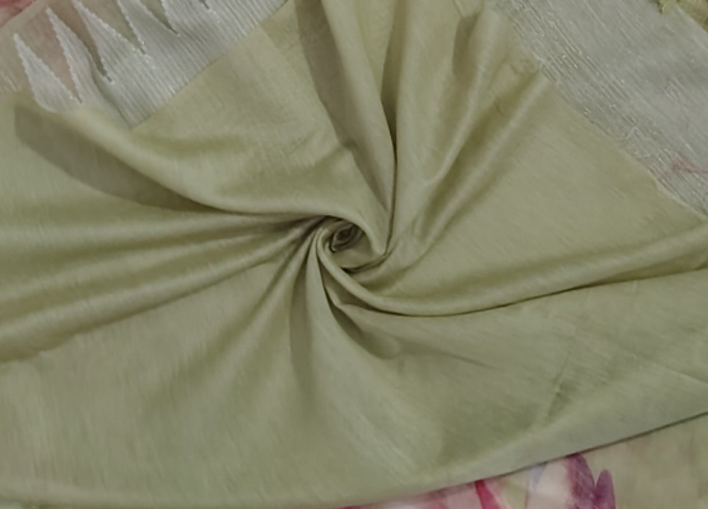 Pastel Floral Linen Silk Saree with Blouse | Lightweight Summer Linen Saree for Women