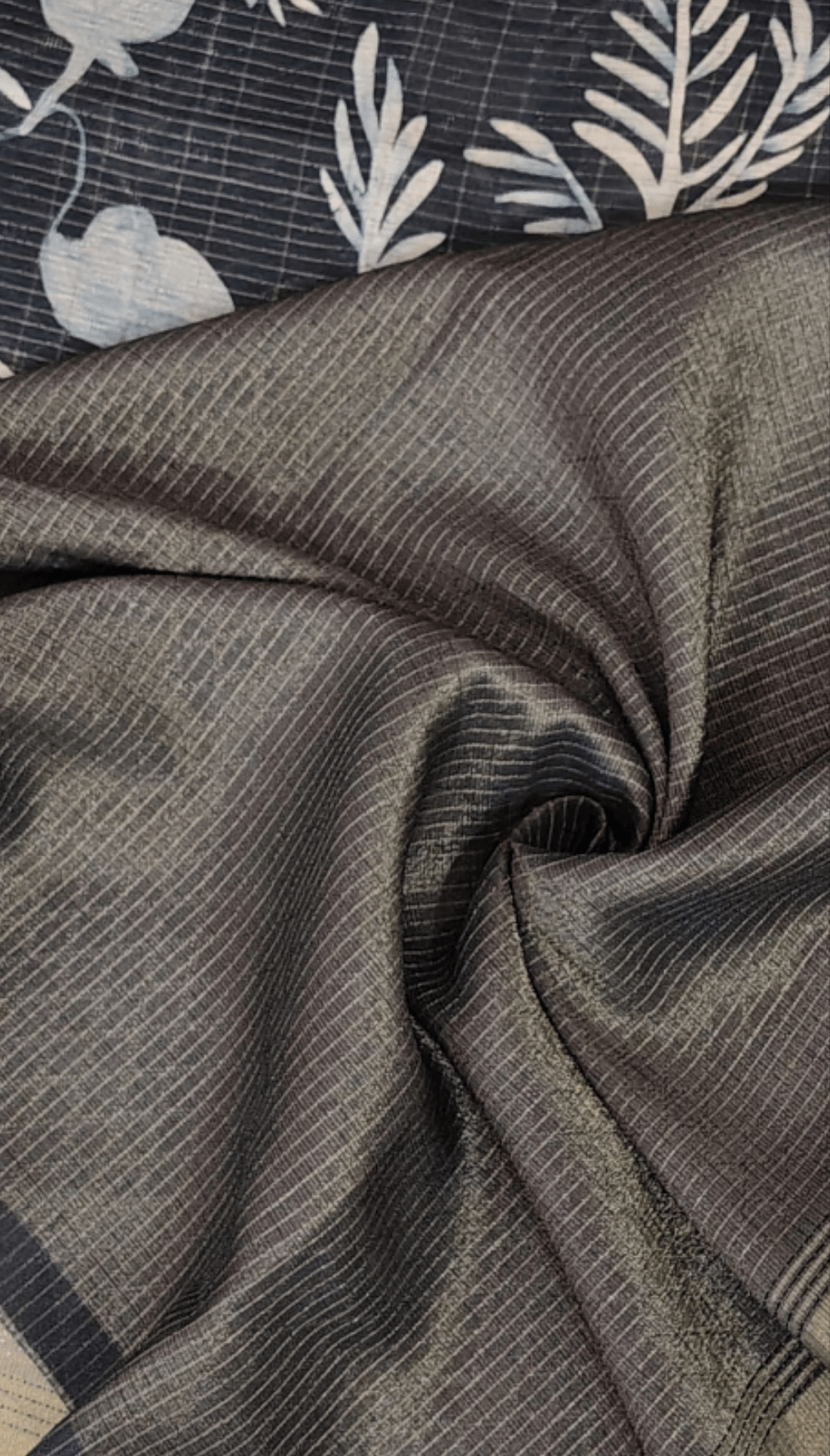 SEMI Tussar silk saree - Black Toned , FULL View
