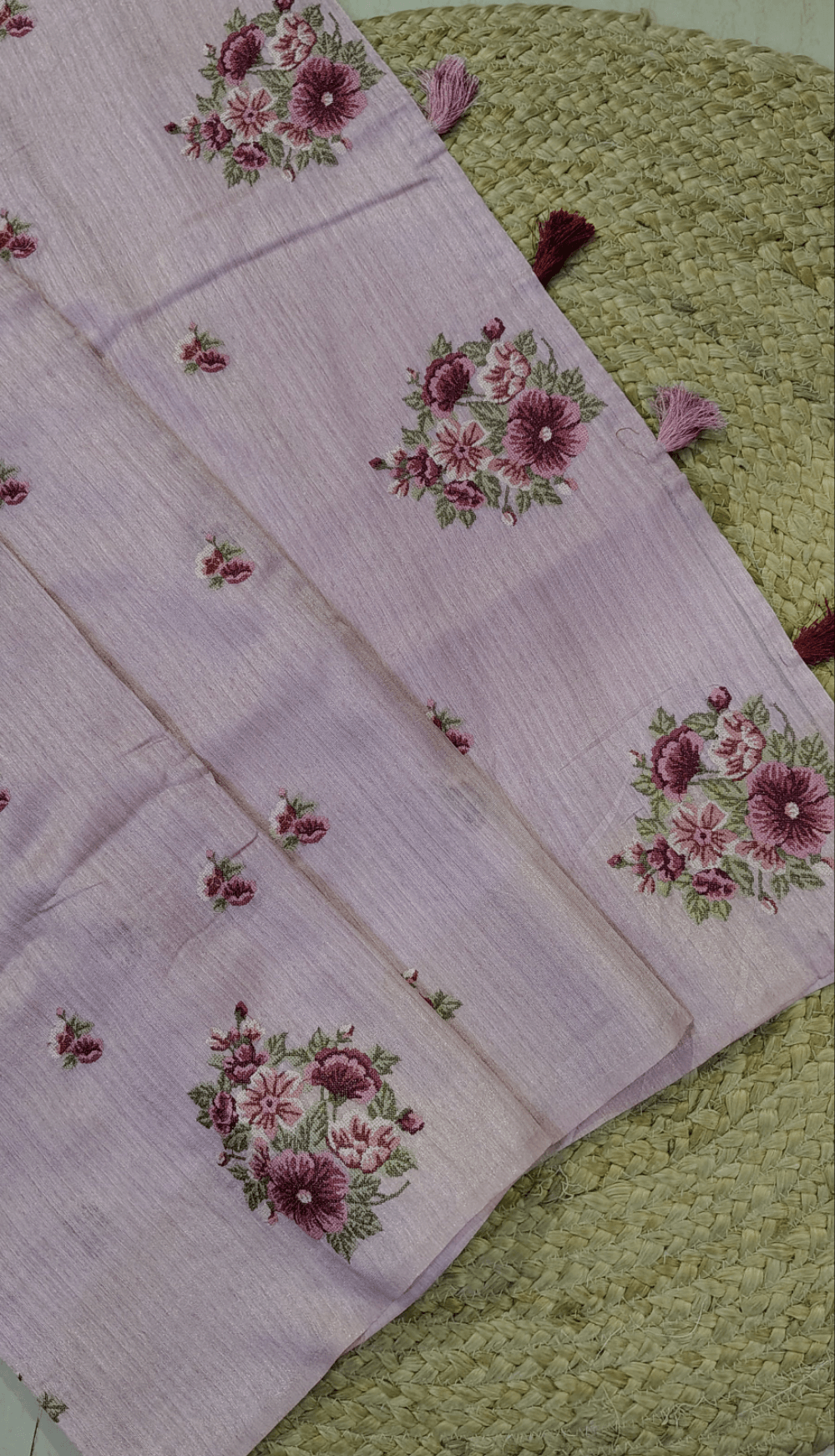 JUTE COTTON SAREE pink , FULL VIEW 3