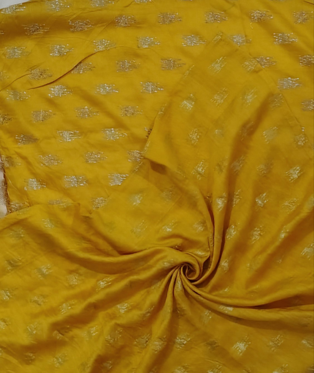 Mustard Soft Dola Silk Saree Peacock motif