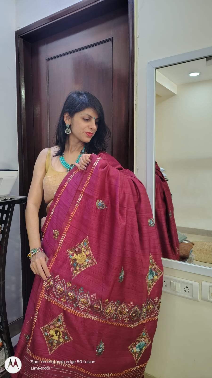 GUCCHA Tussar silk saree , Front View