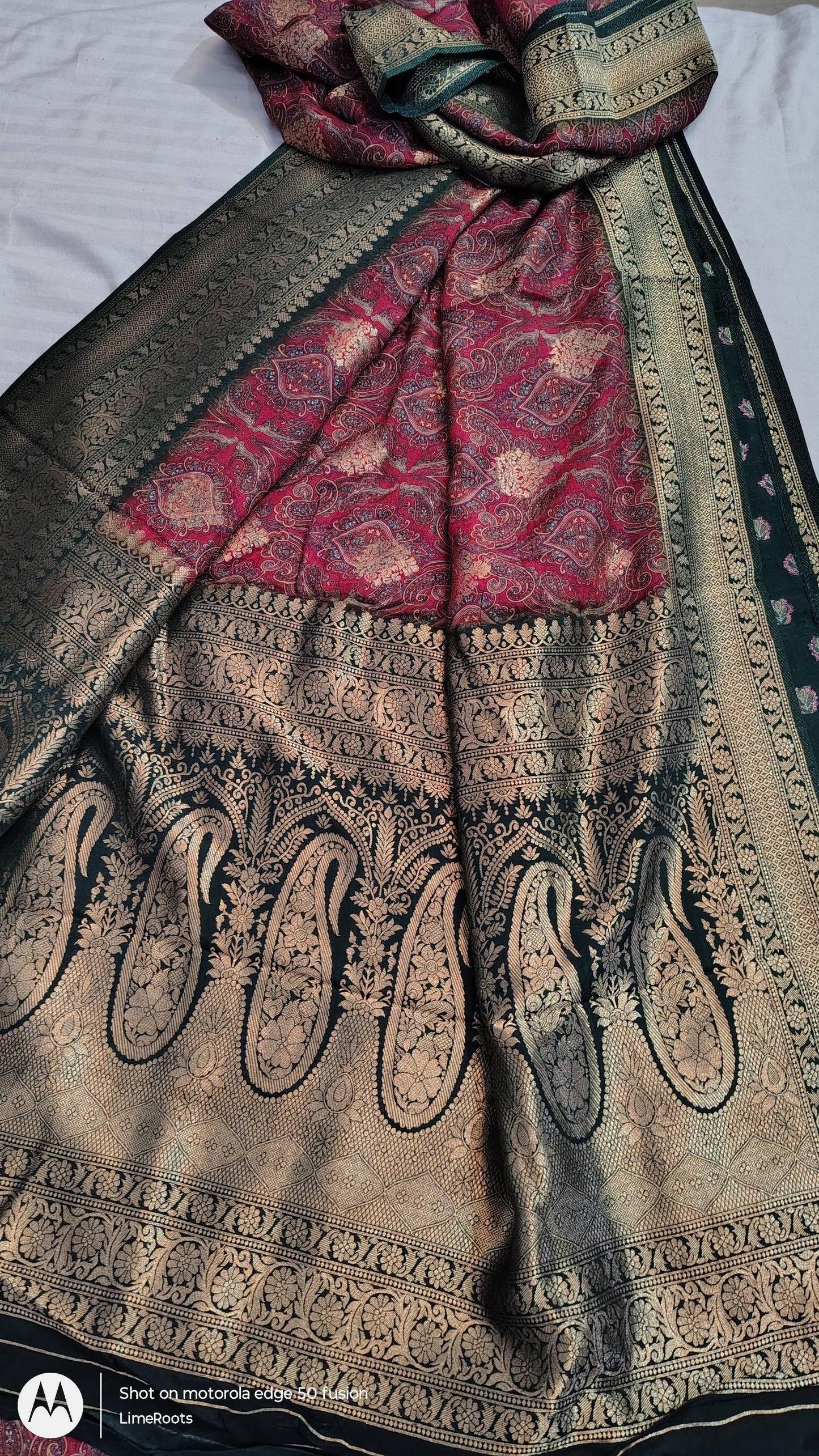 Regalia Soft Silk Saree - Maroon and Green , PALLU VIEW