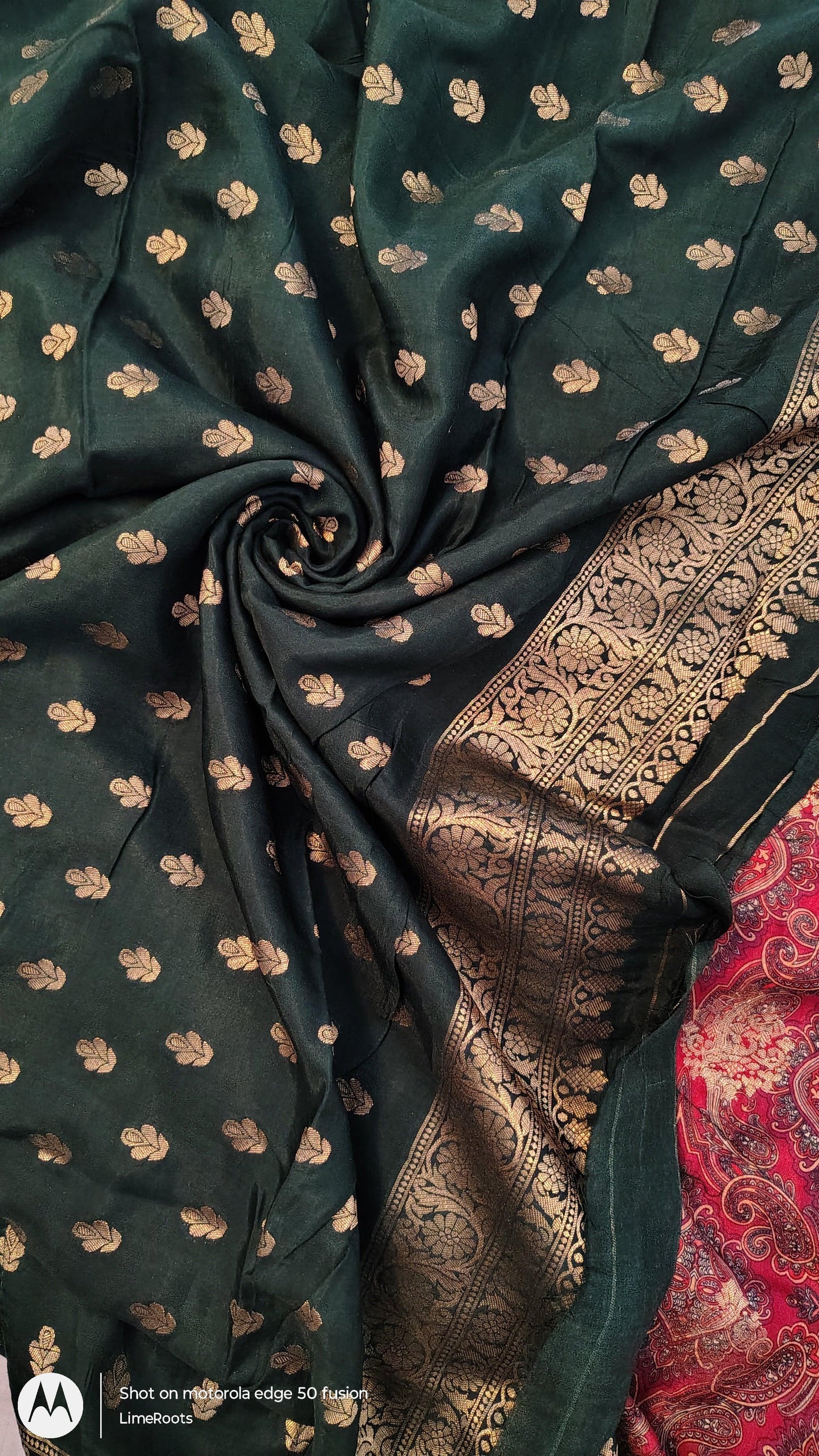 Regalia Soft Silk Saree - Maroon and Green , BLOUSE VIEW
