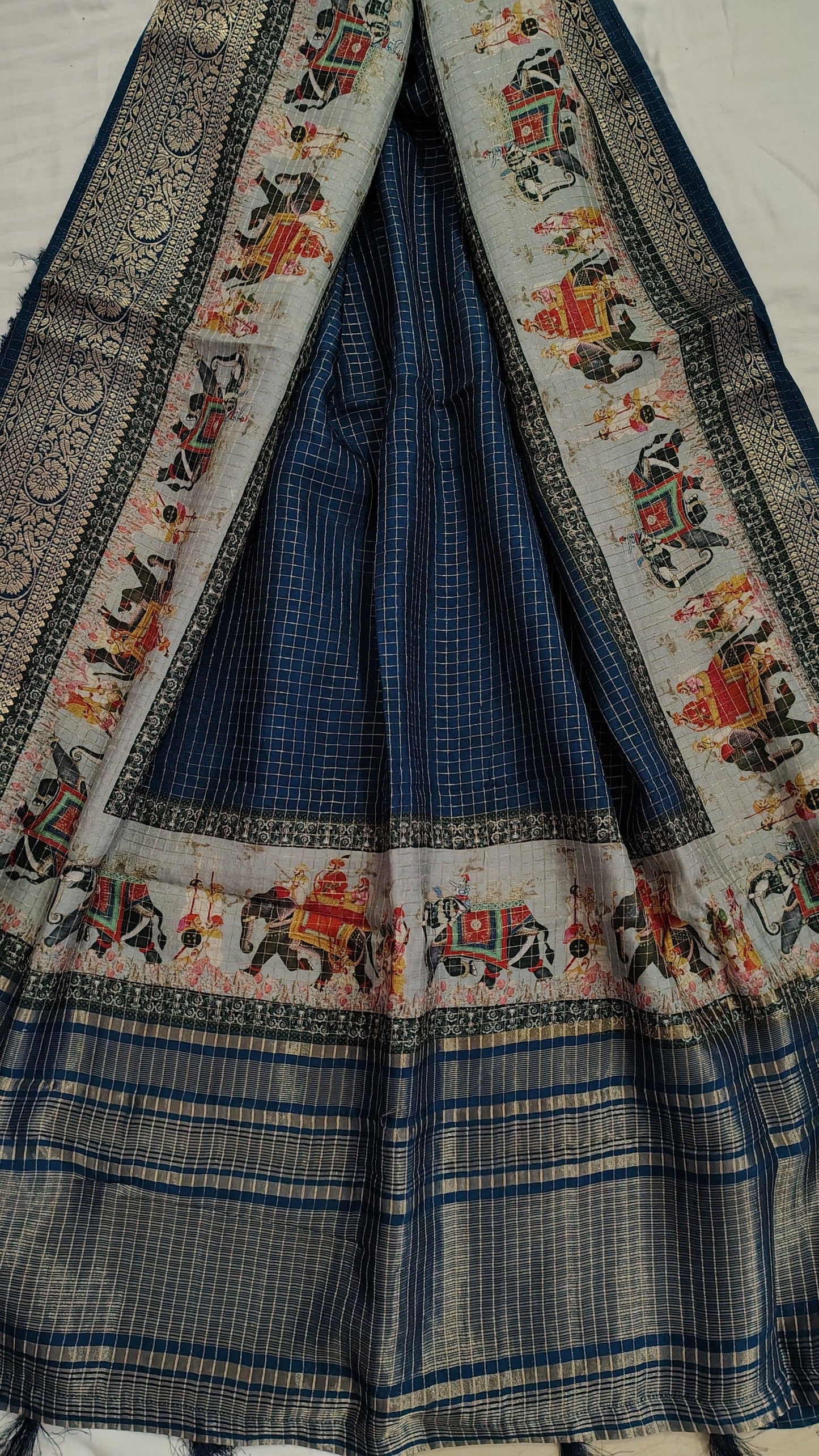 SOFT DOLA silk saree - DEEP BLUE, FULL View