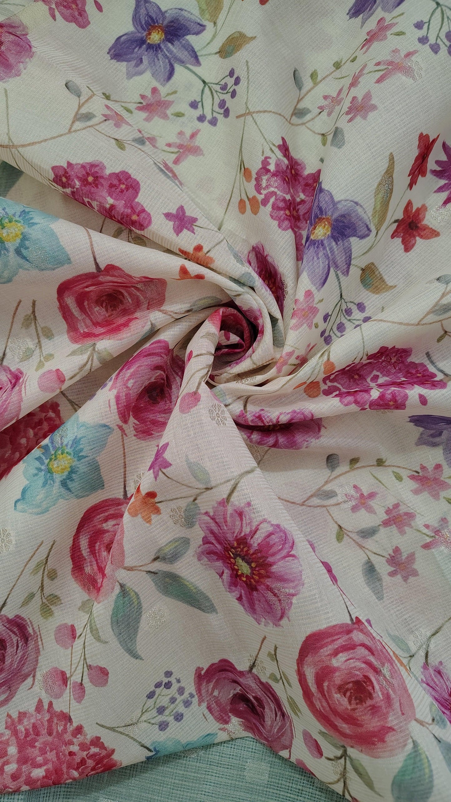 LIGHT BLUE KOTA SILK SAREE - BLOUSE VIEW