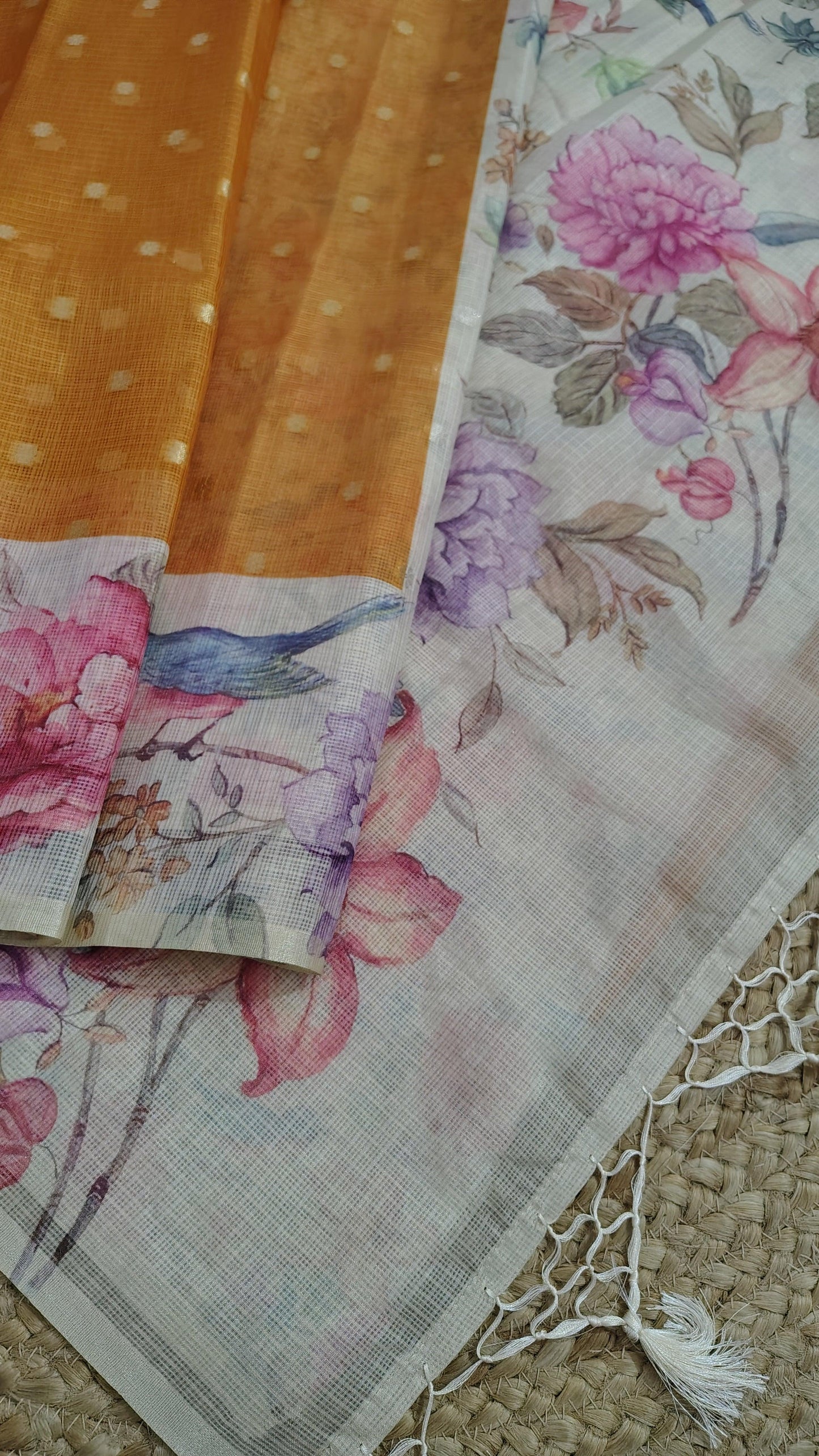 MUSTARD KOTA SILK SAREE - PALLU VIEW 2