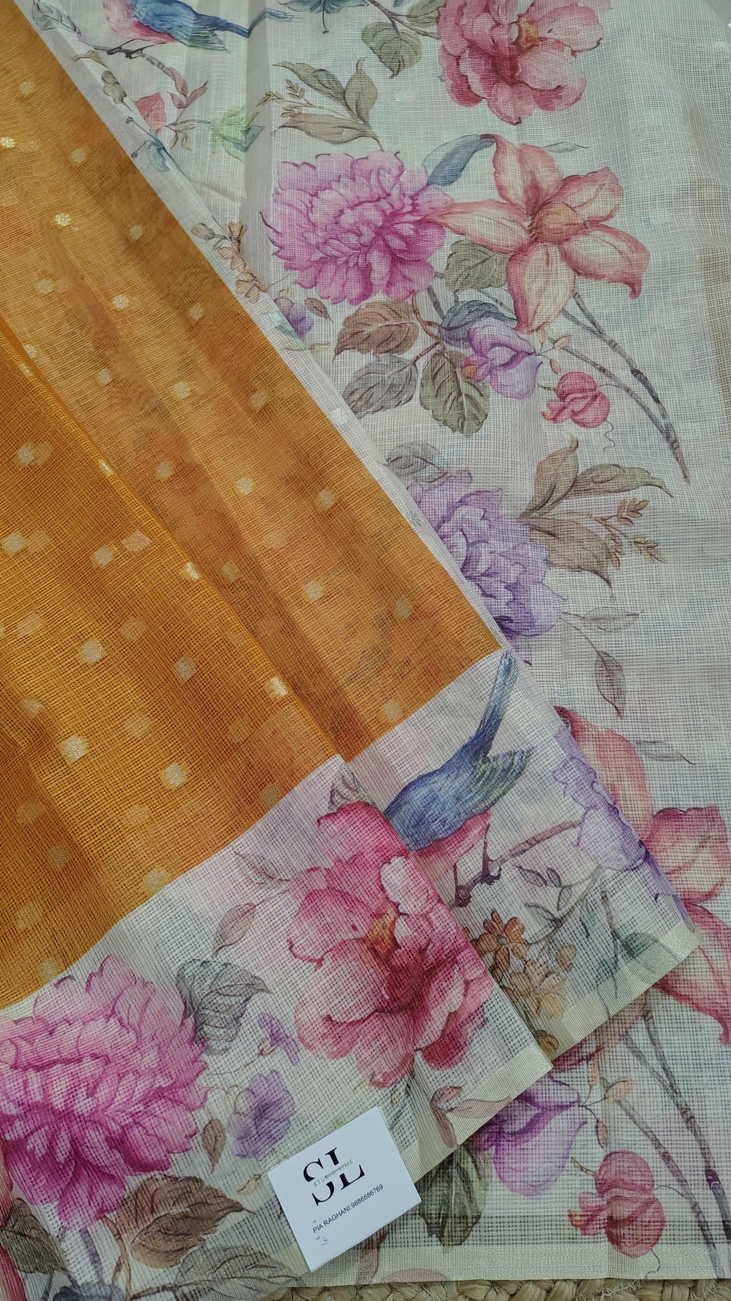 MUSTARD KOTA SILK SAREE - PALLU VIEW 3