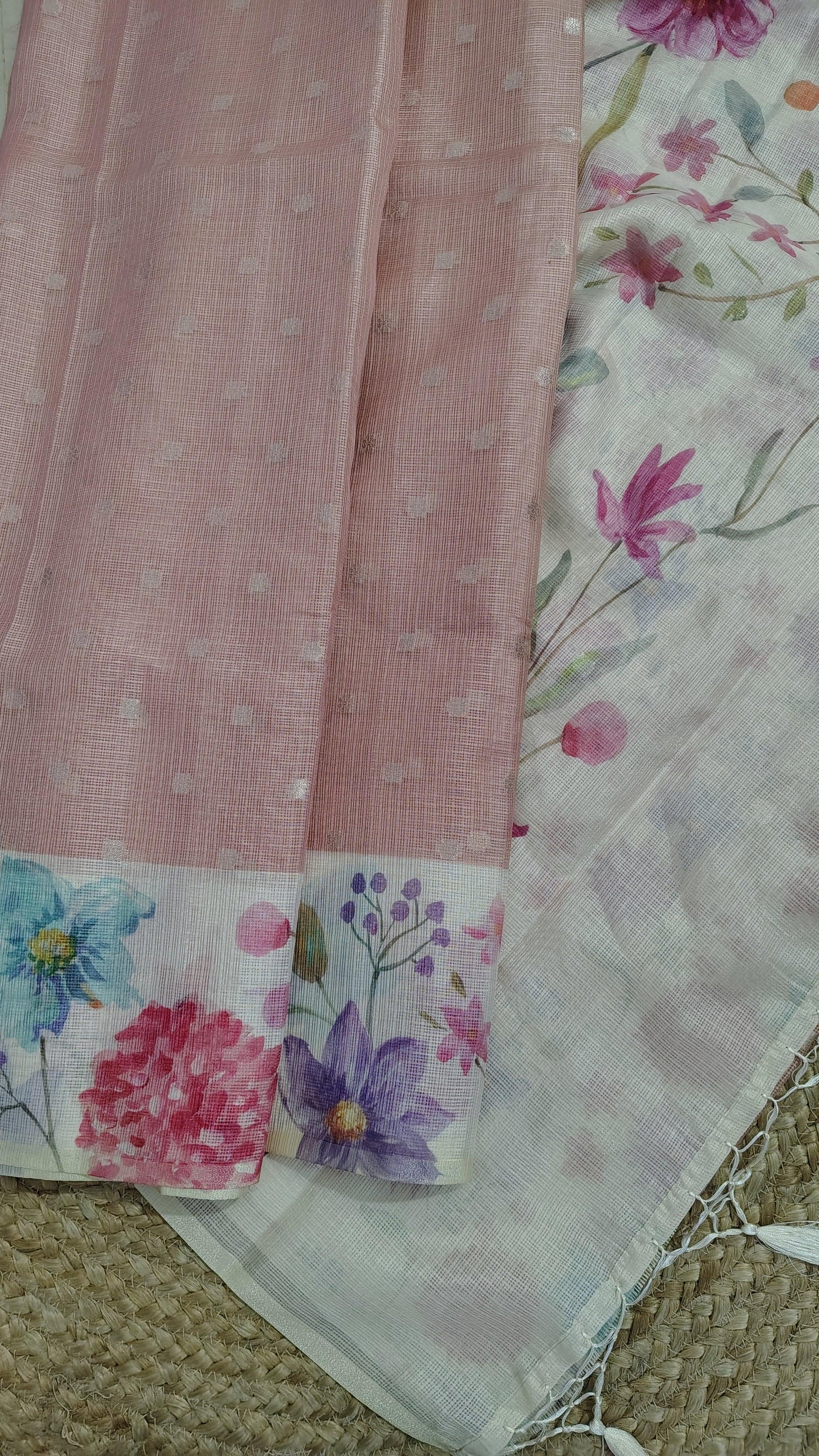 PEACH KOTA SILK SAREE - PALLU VIEW 2