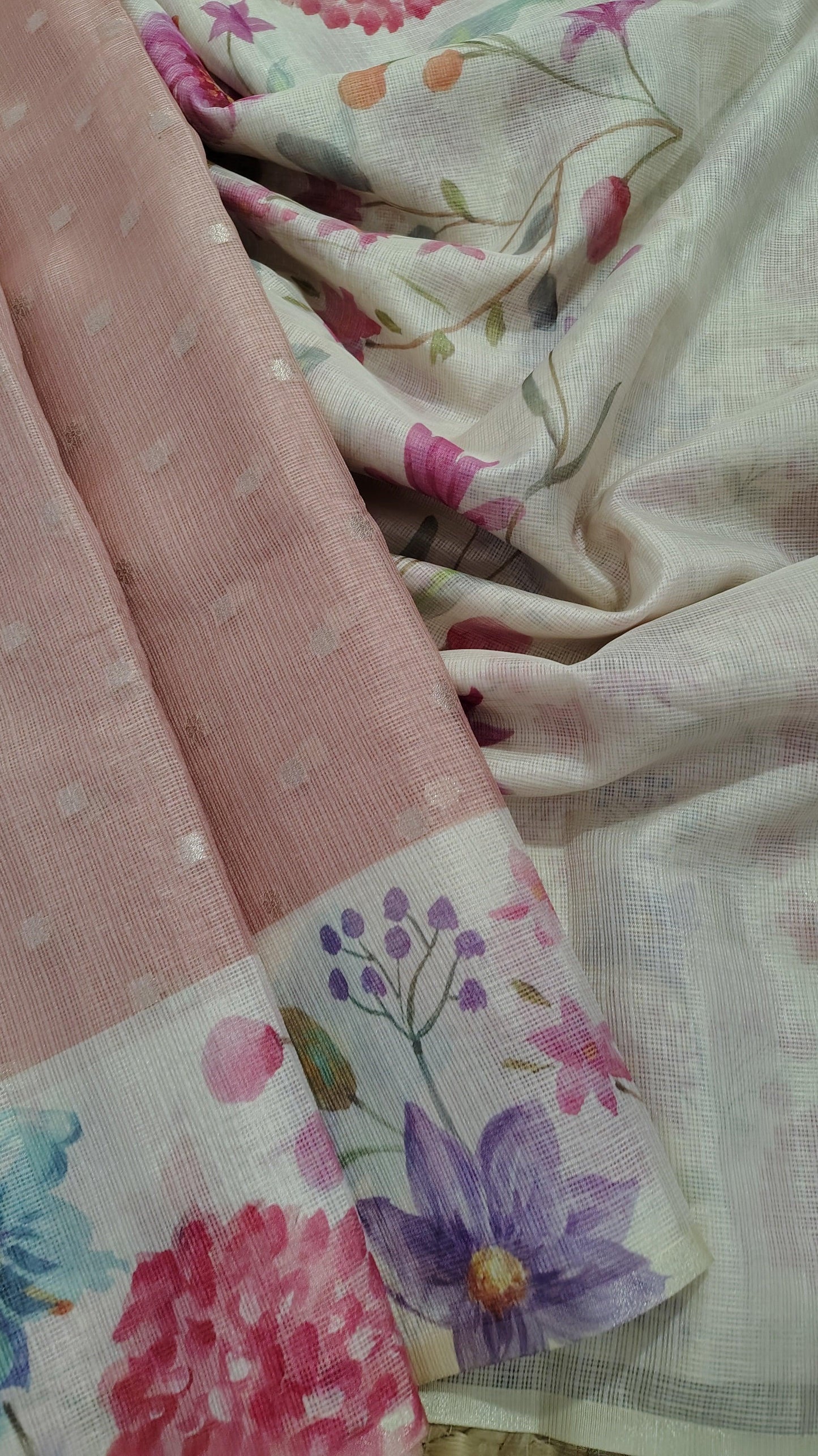 PEACH KOTA SILK SAREE - PALLU VIEW