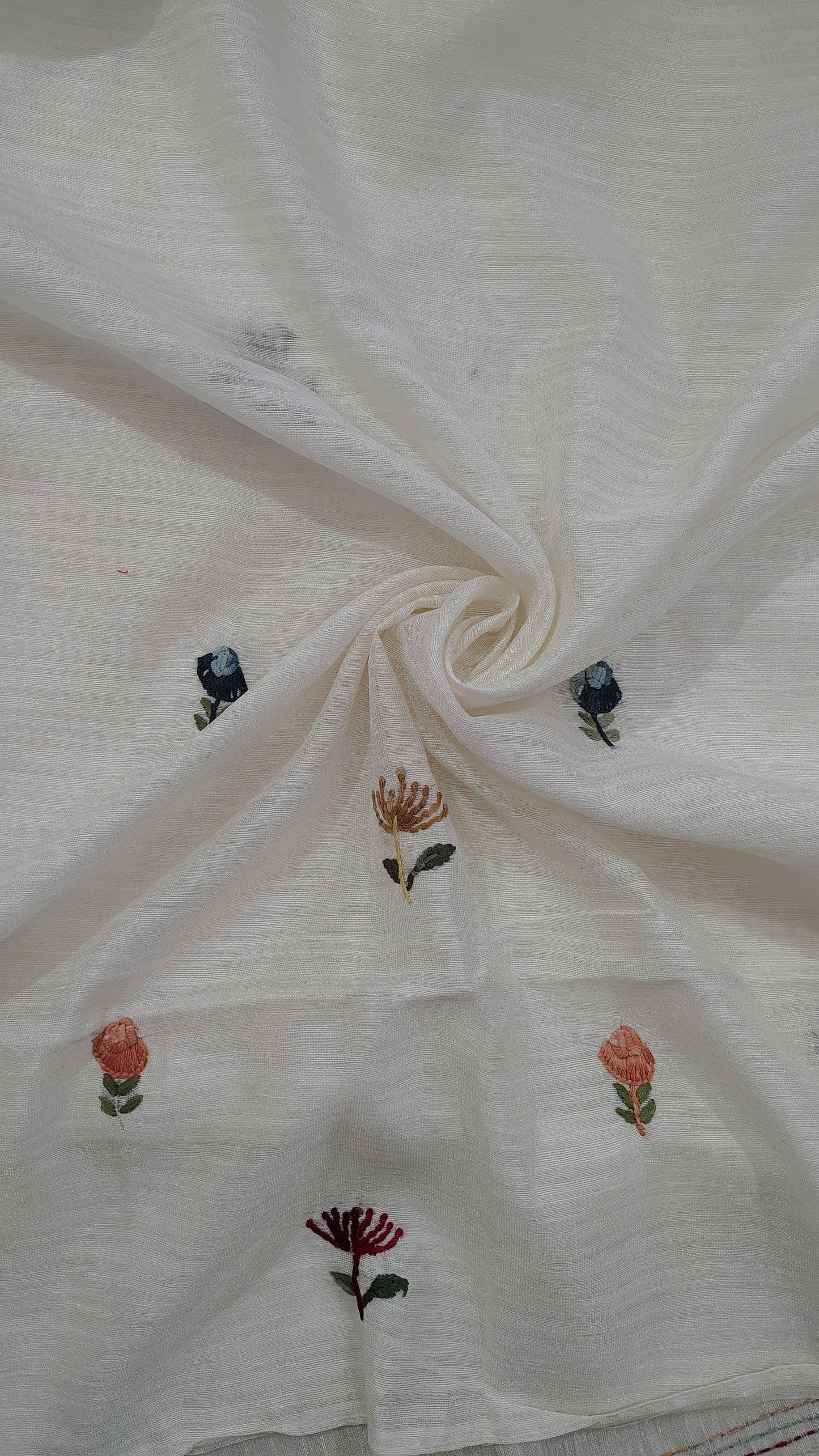 JUTE COTTON SAREE OFF WHITE , BLOUSE VIEW