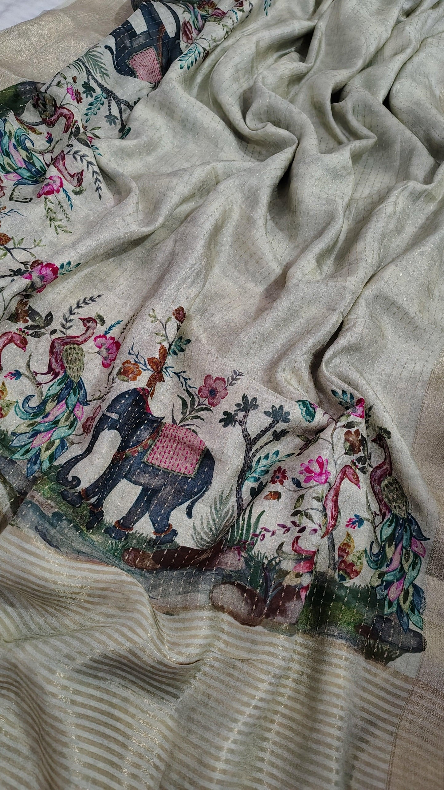 SOFT DOLA silk saree - elephant motif , FULL View 2