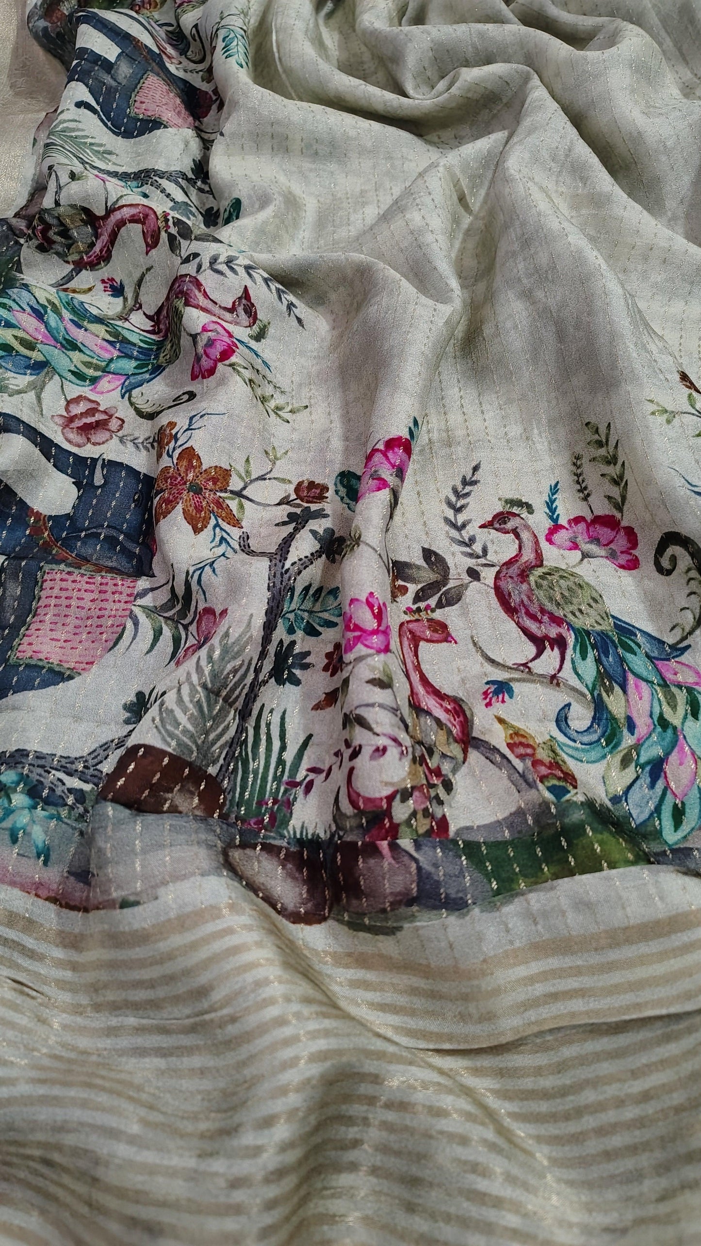 SOFT DOLA silk saree - elephant motif , PALLU View 2