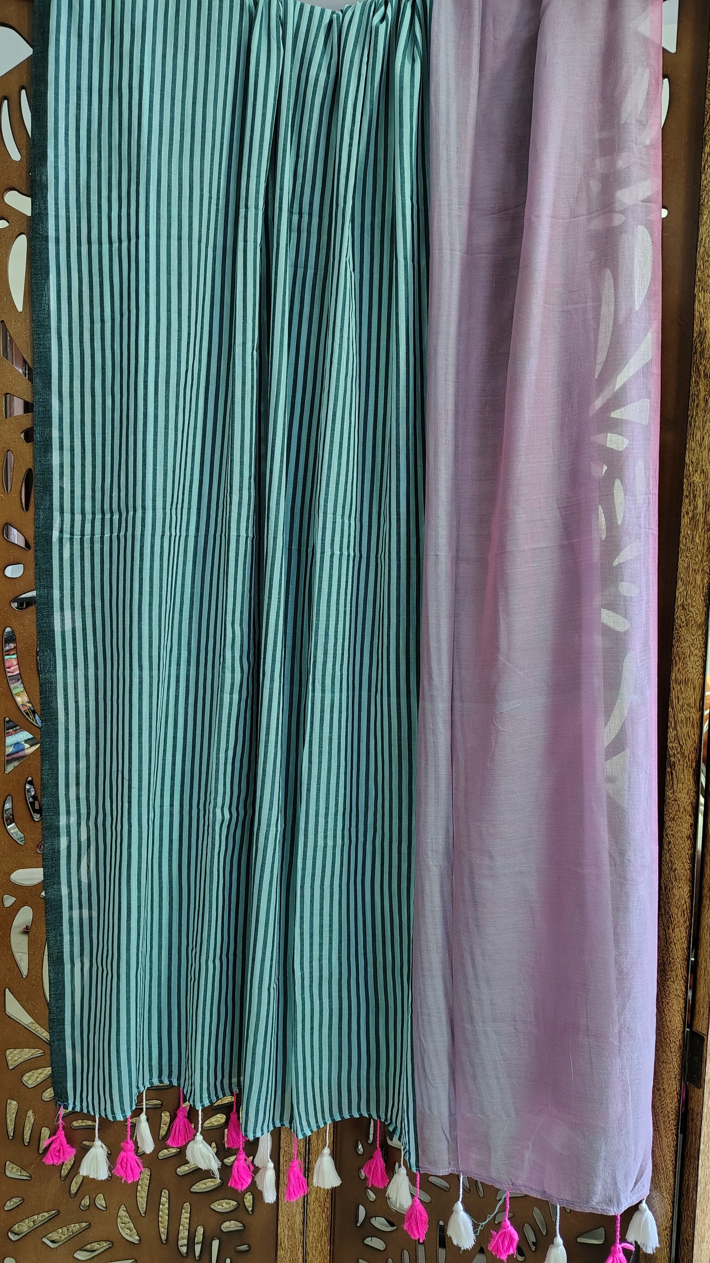 Striped Pure Mulmul cotton - full view