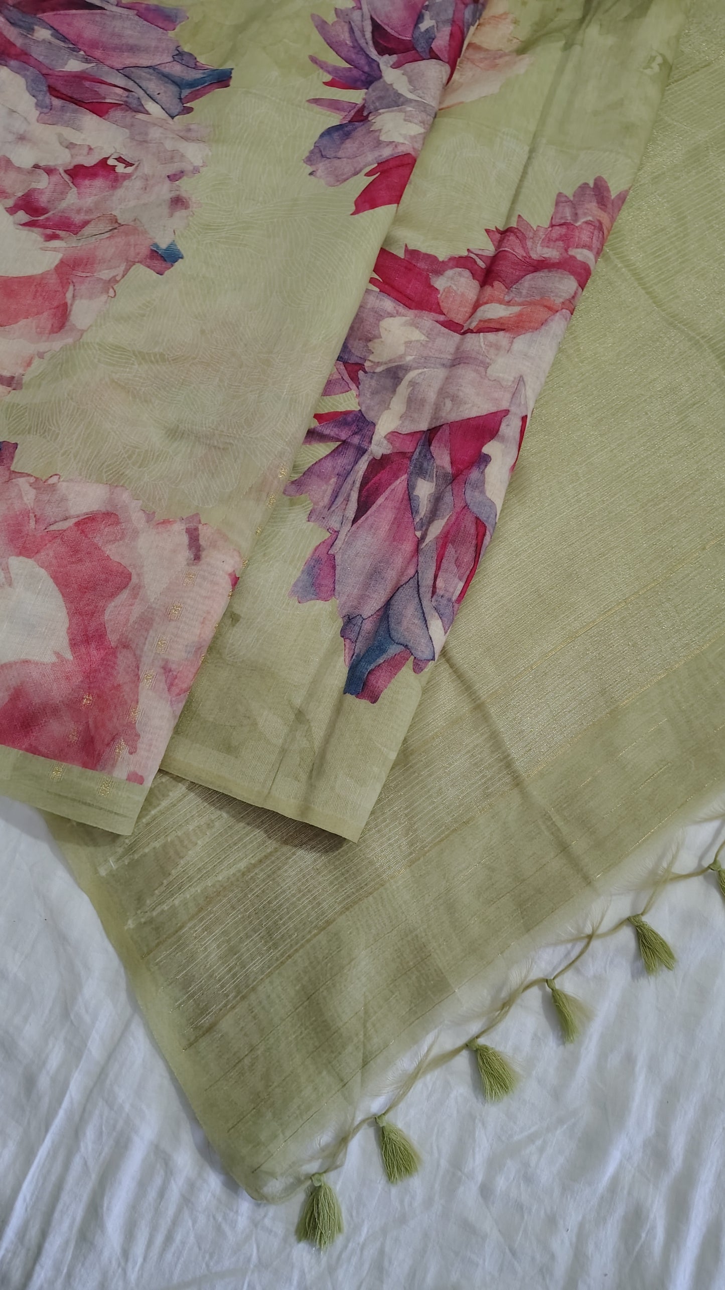 linen silk saree |floral printed
