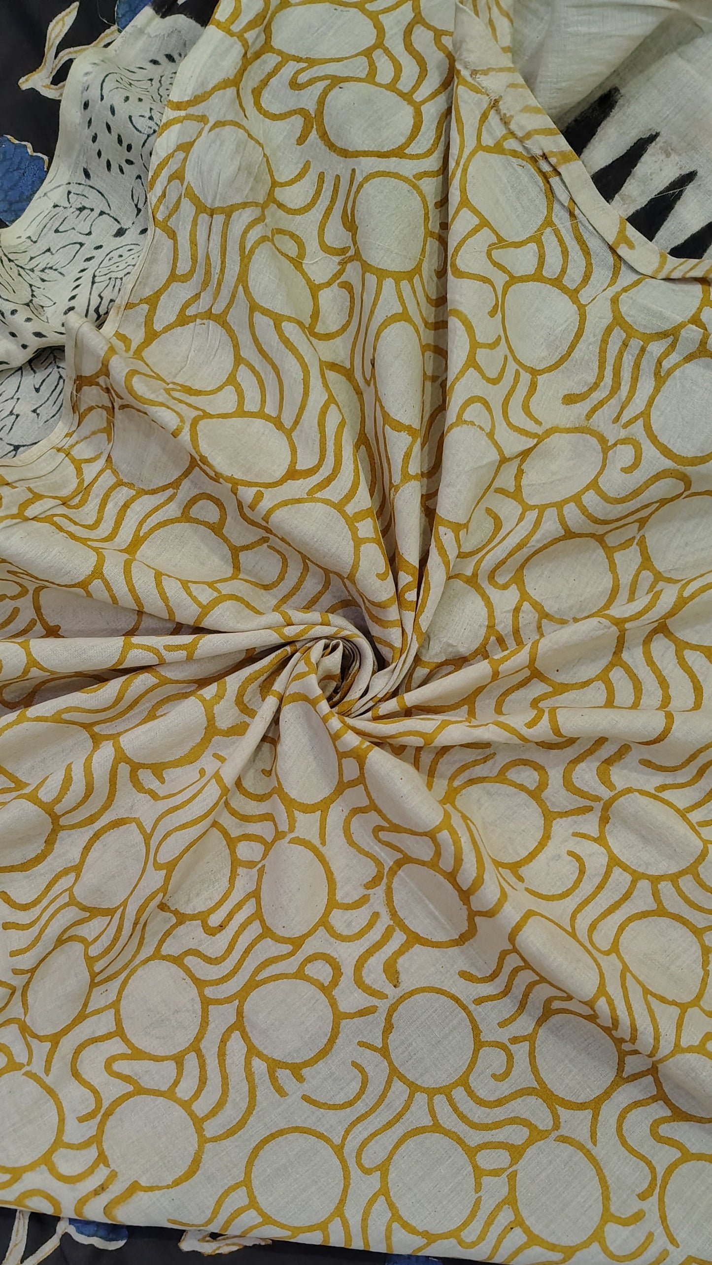 ajrakh printed blouse piece | contrast color