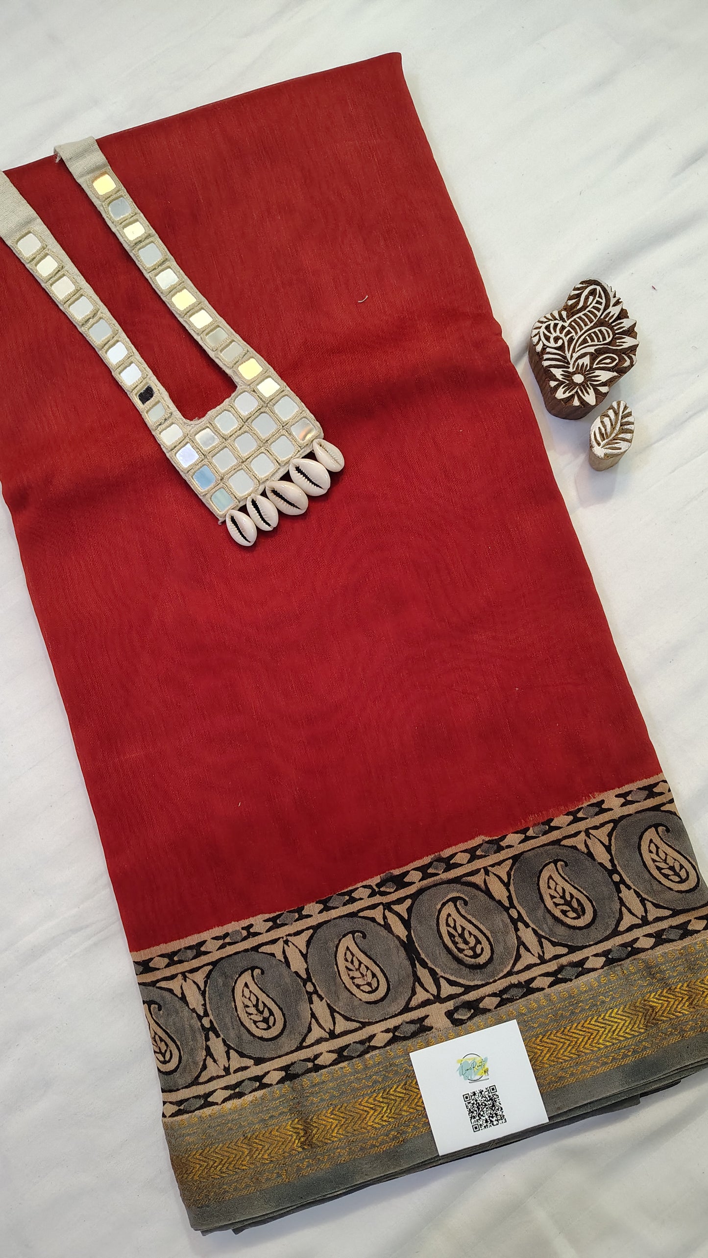 Handblock Printed Maheshwari Silk Saree – Lightweight, Traditional Elegance