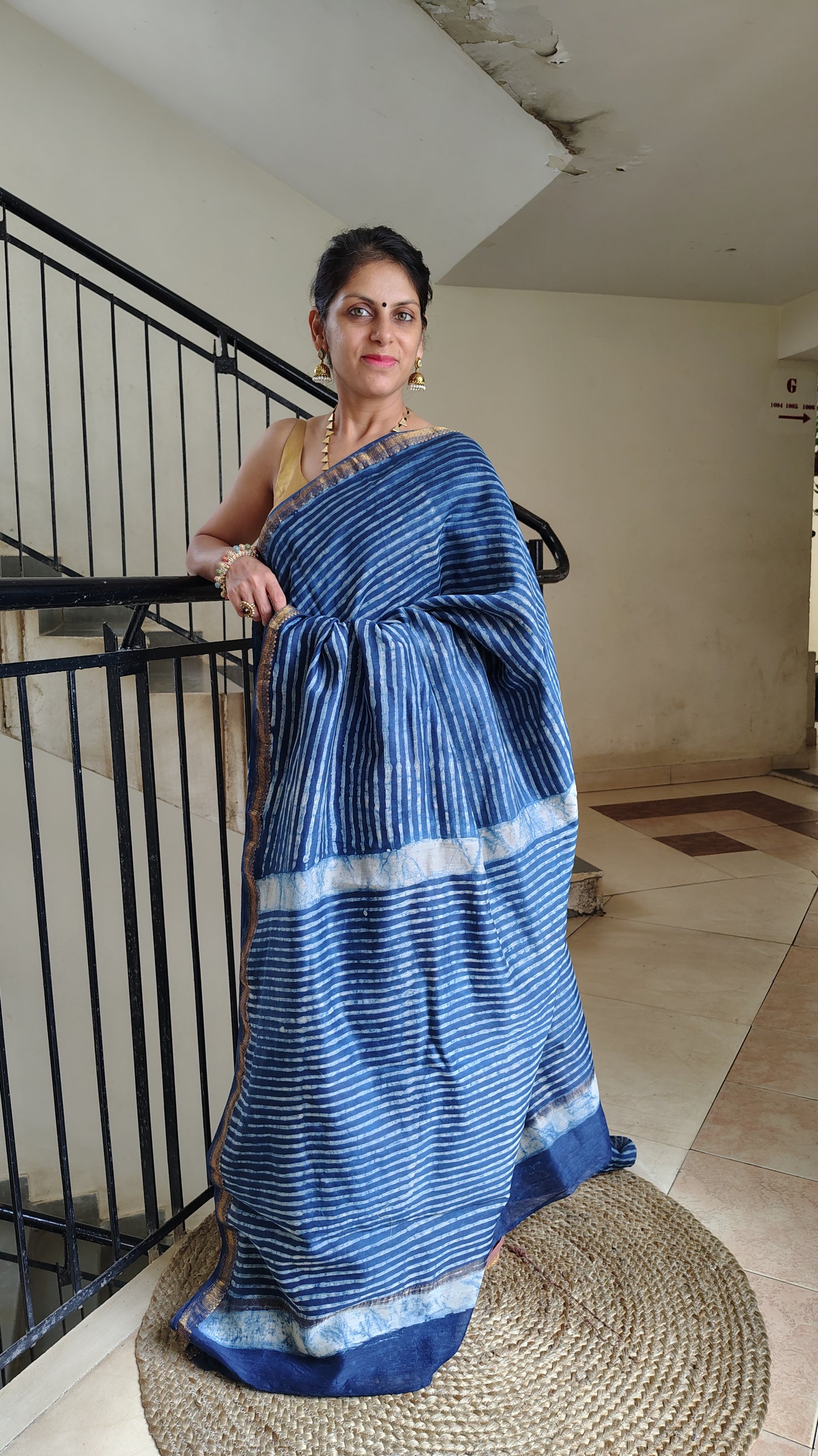 Handblock Printed Maheshwari Silk Saree – Lightweight, Traditional Elegance