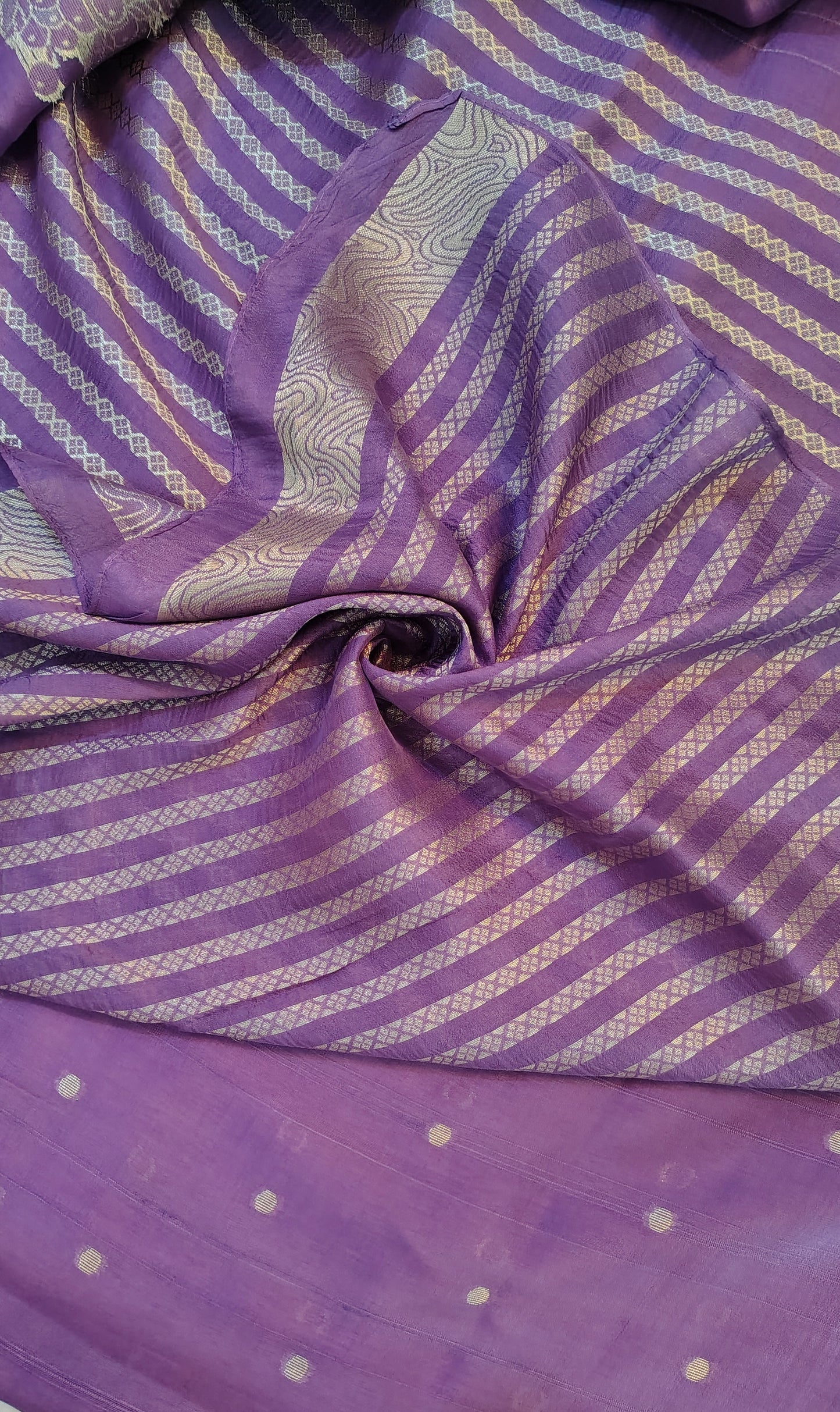 Lavender Soft Raw Silk Saree