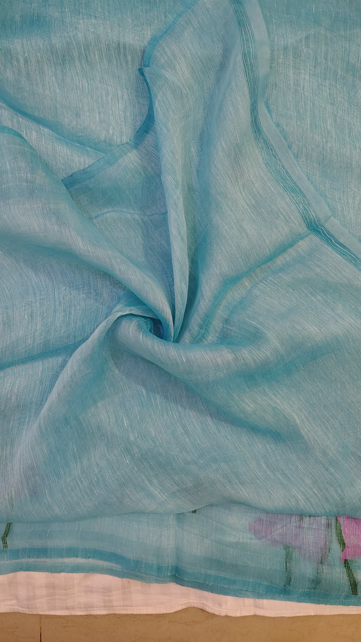 Blue Plum linen Silk Jamdani| Bird weave