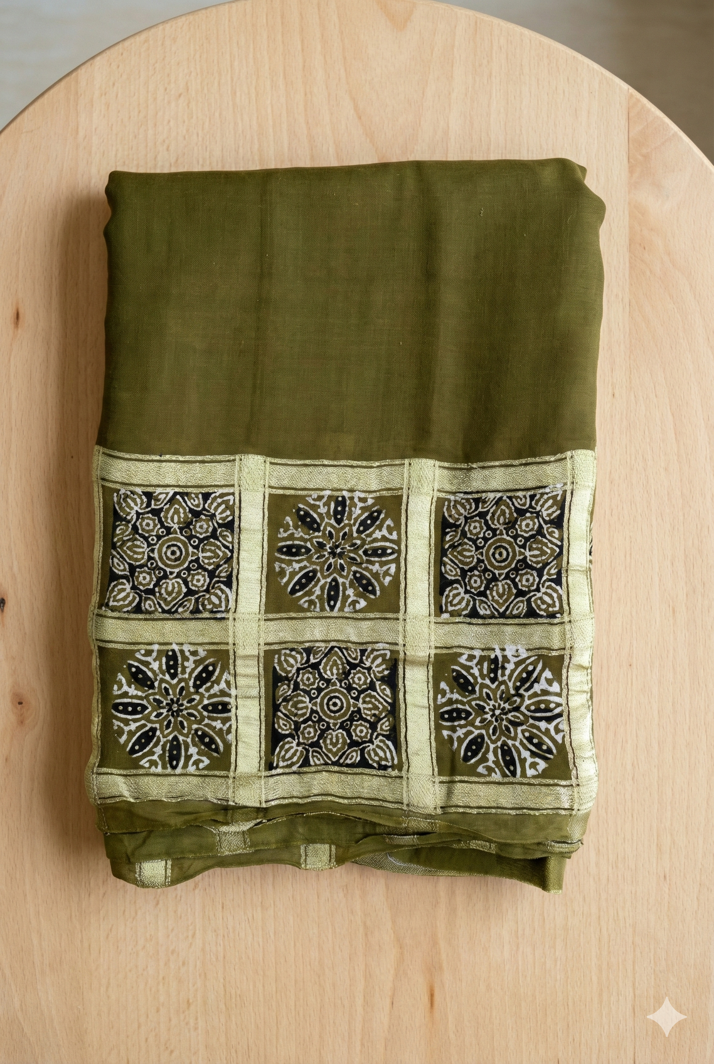 Mehendi Green Modal silk Bandhej Tissue pallu