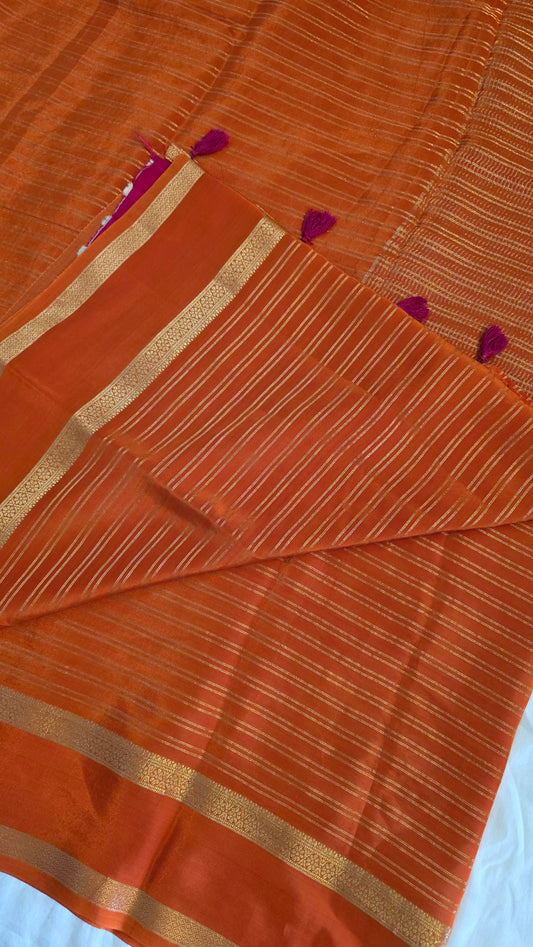 Orange Semi-formal Mysore crepe Silk