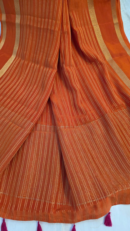 Orange Semi-formal Mysore crepe Silk