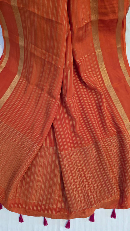 Orange Semi-formal Mysore crepe Silk
