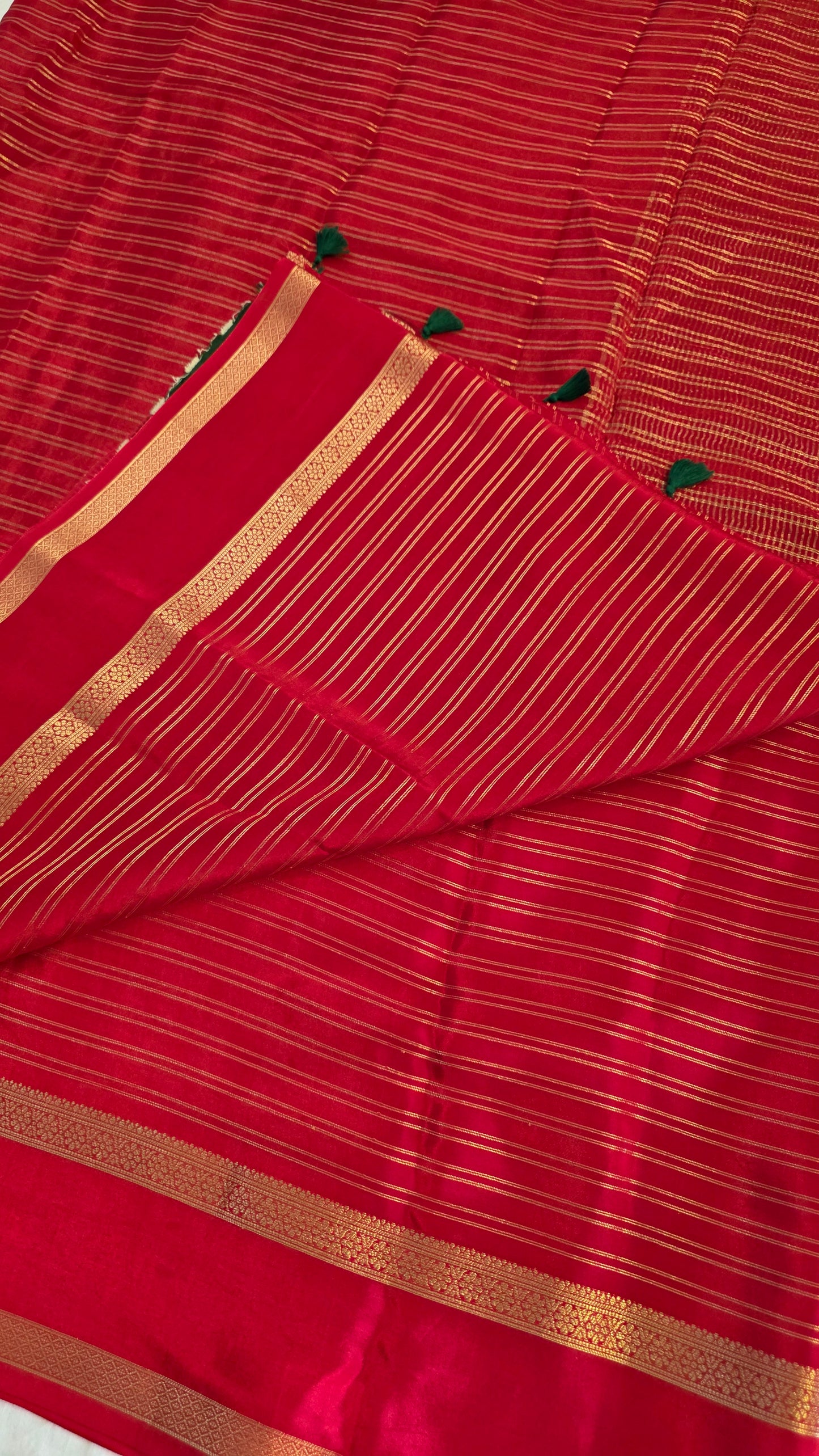 Red Semi-formal Mysore crepe Silk
