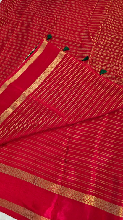 Red Semi-formal Mysore crepe Silk