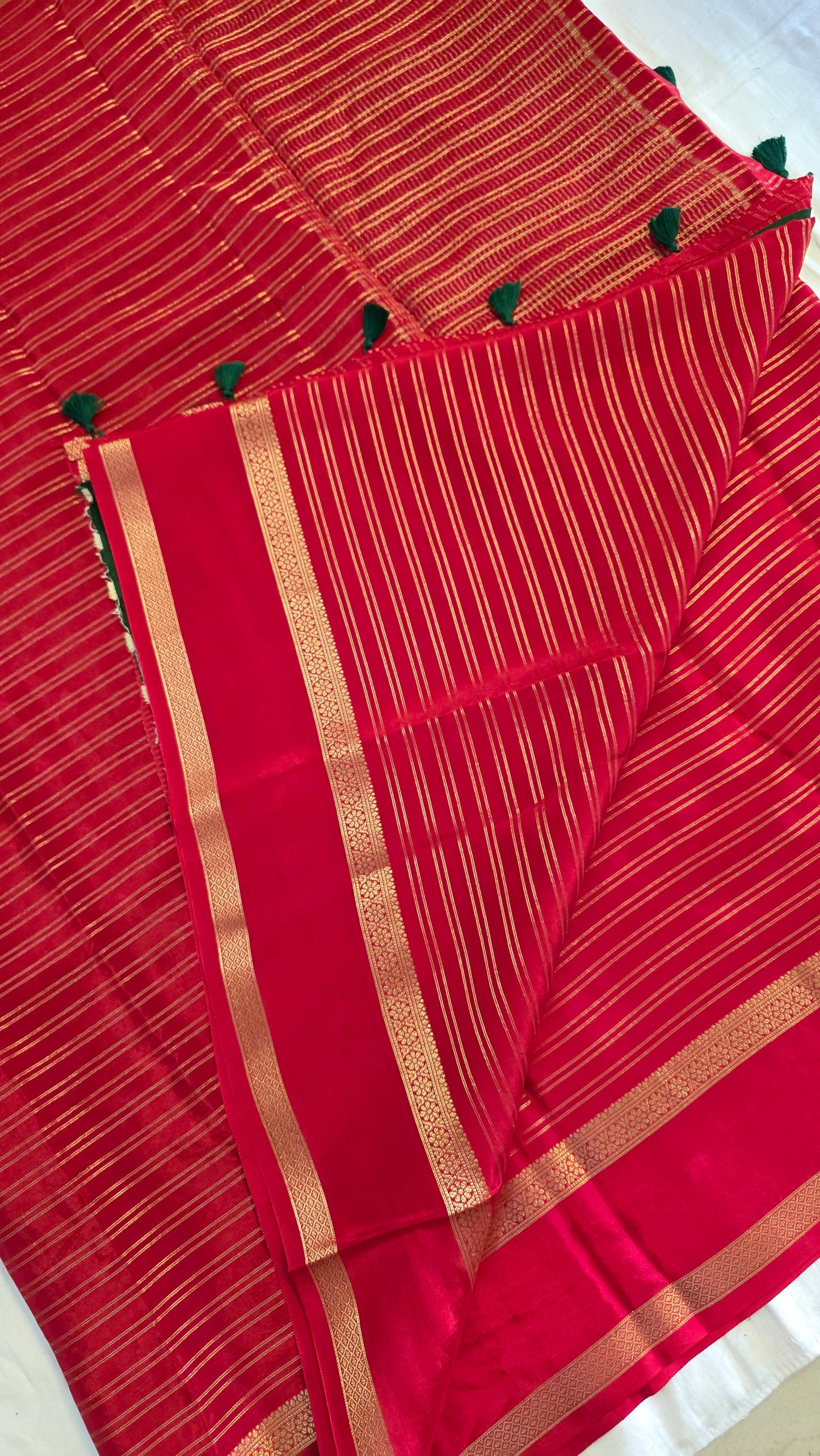 Red Semi-formal Mysore crepe Silk