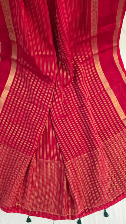 Red Semi-formal Mysore crepe Silk