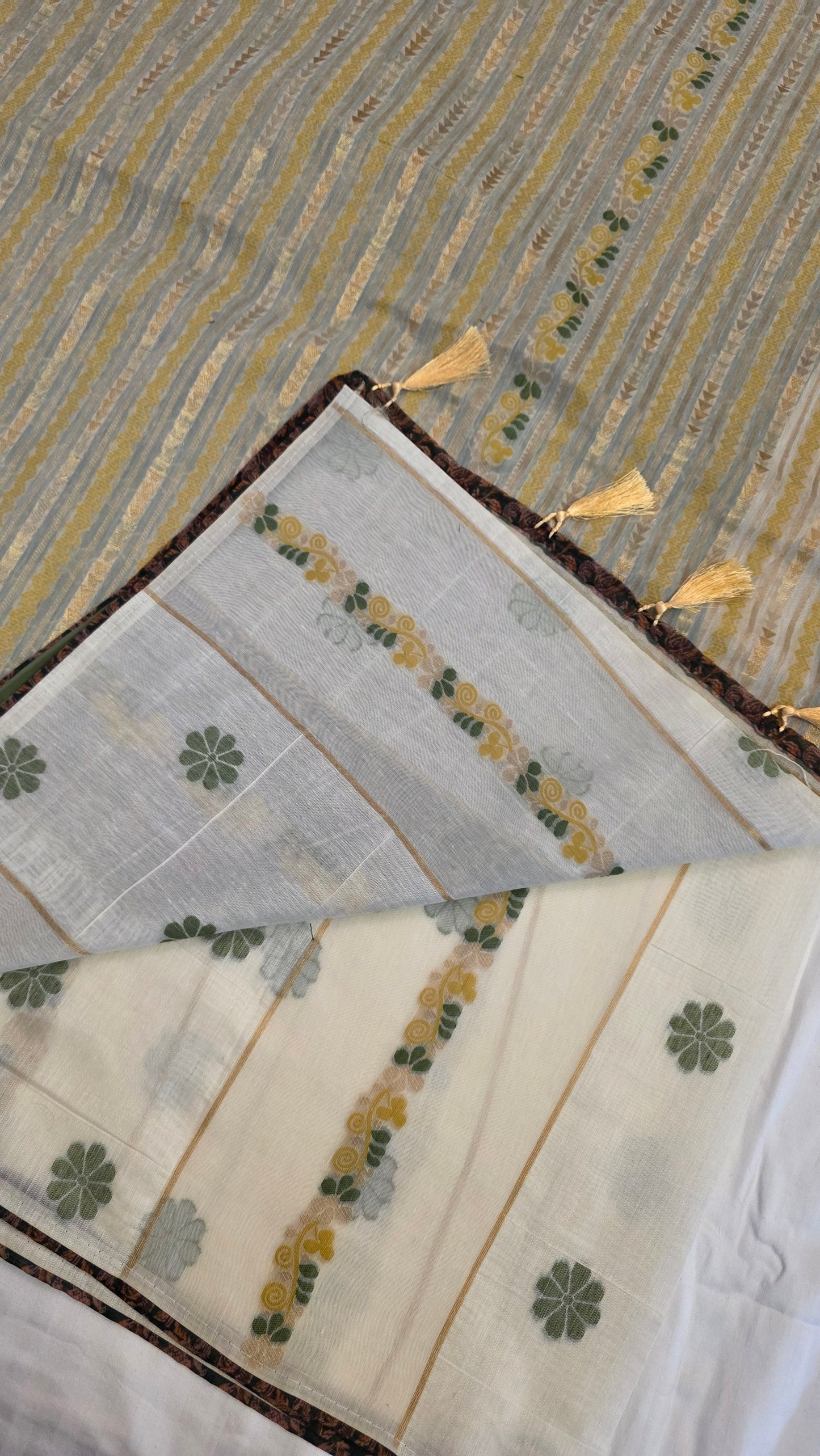 Ivory Munga Silk Jamdani
