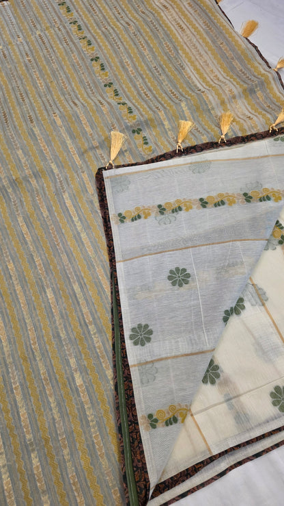 Ivory Munga Silk Jamdani